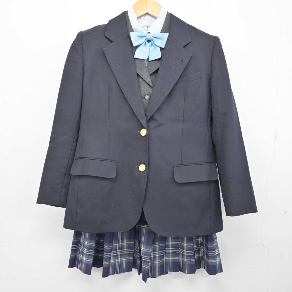 【中古】愛媛県 今治東中等教育学校 女子制服 5点 (ブレザー・ベスト・シャツ・スカート) sf076088