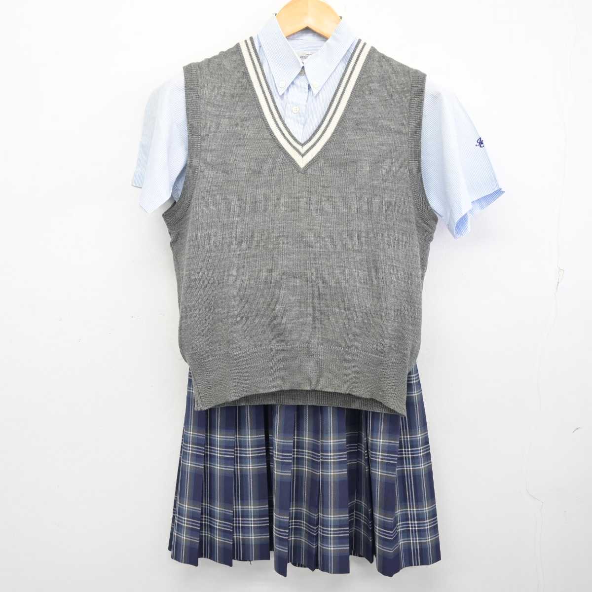 中古】愛媛県 今治東中等教育学校 女子制服 3点 (ニットベスト・シャツ・スカート) sf076096 | 中古制服通販パレイド