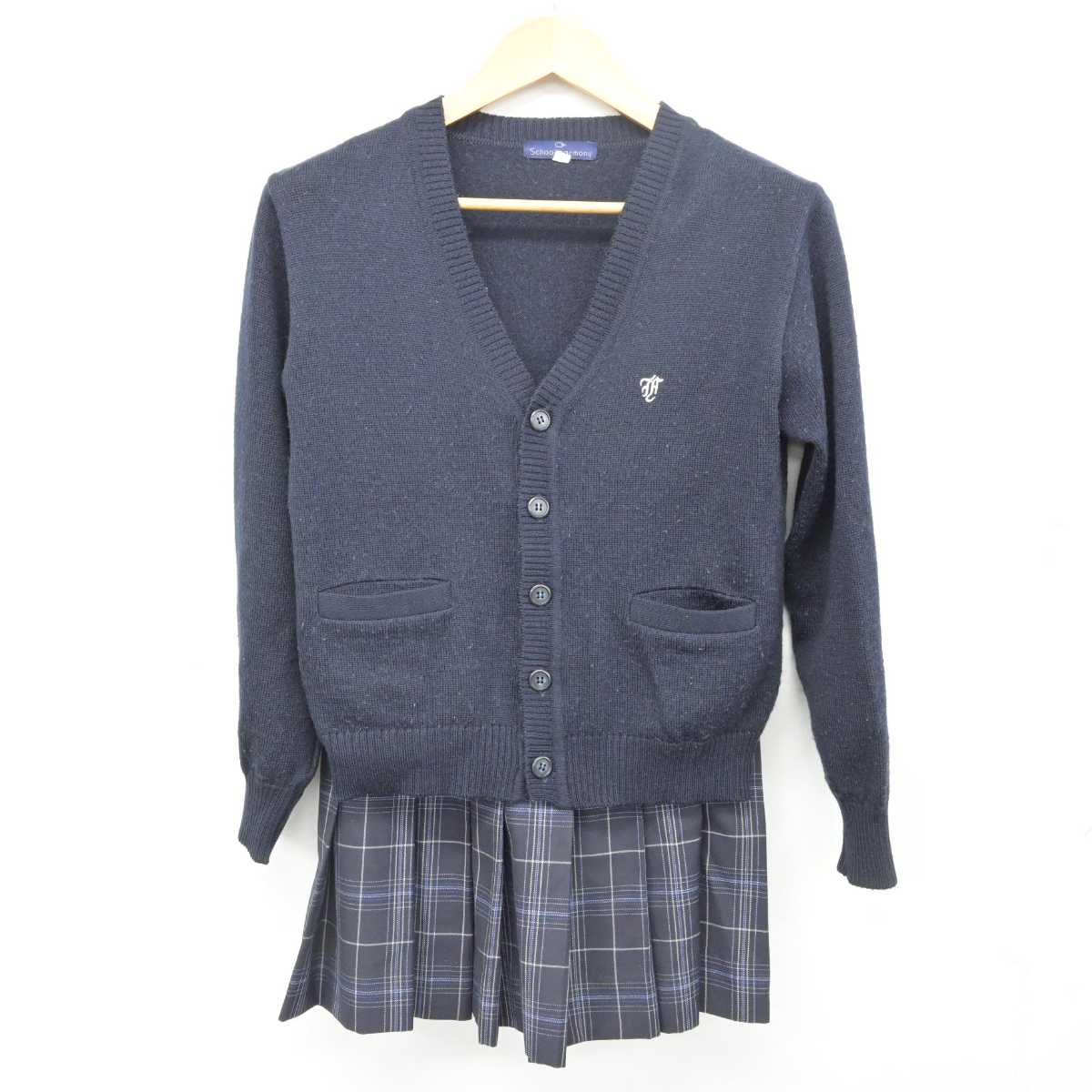 中古】千葉県 不二女子高等学校 女子制服 2点 (ニット・スカート 中古】千葉県 不二女子高等学校 女子制服 2点 (ニット・スカート