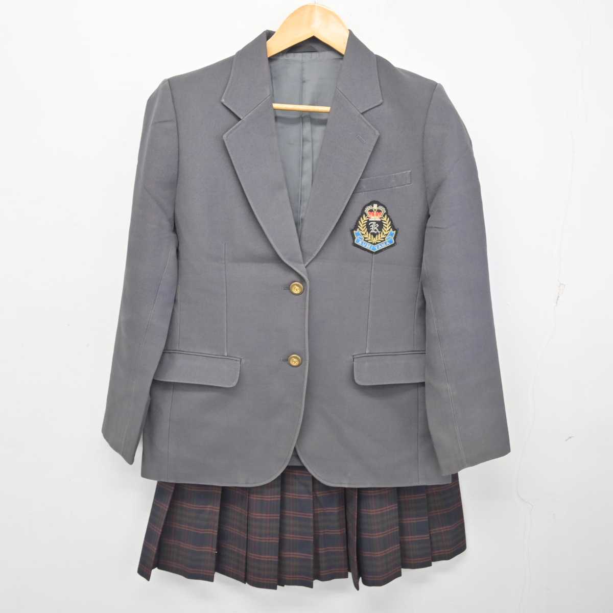中古】京都府 久御山中学校 女子制服 2点 (ブレザー・スカート