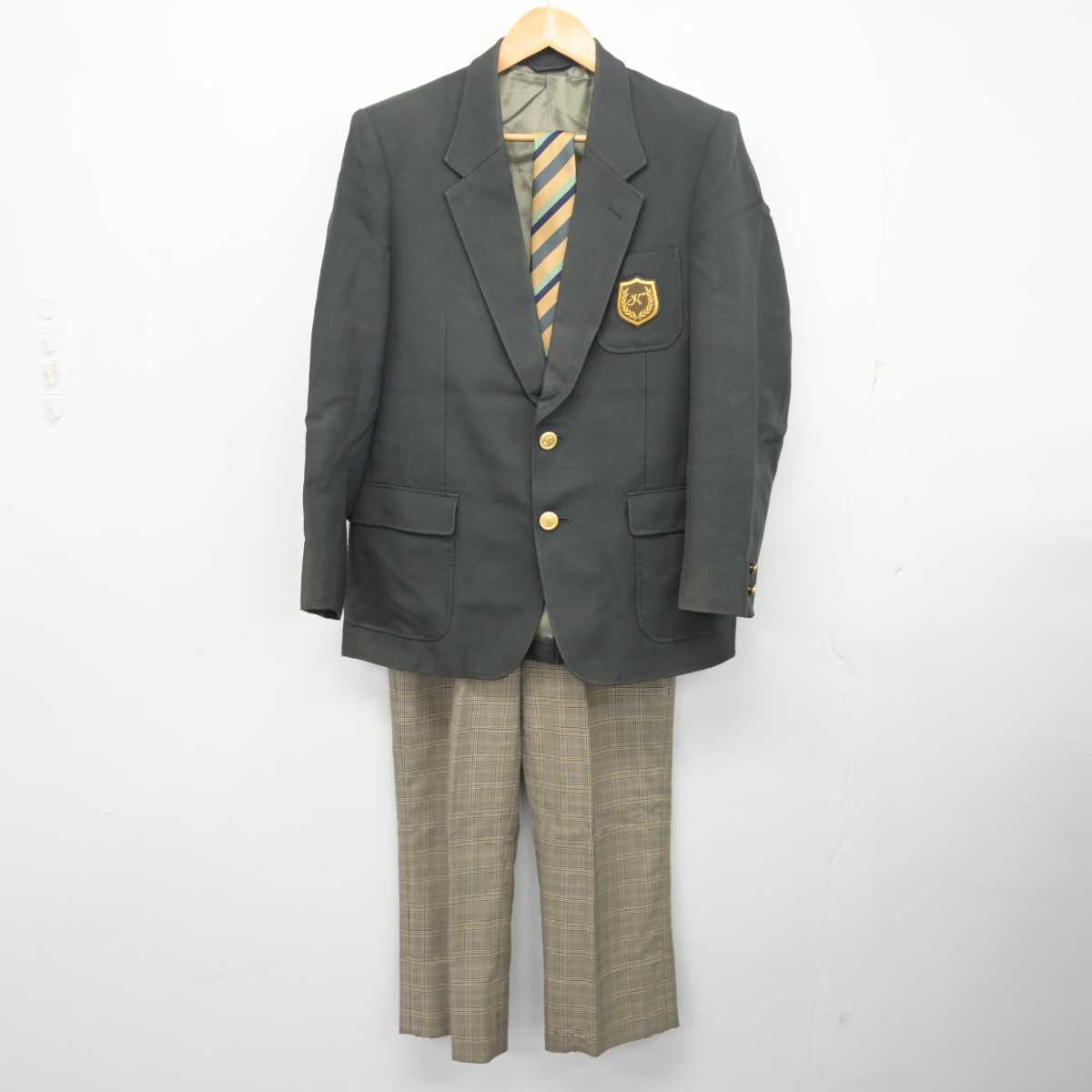 【中古】徳島県 徳島北高等学校 男子制服 5点 (ブレザー・ニット・ズボン) sf078541