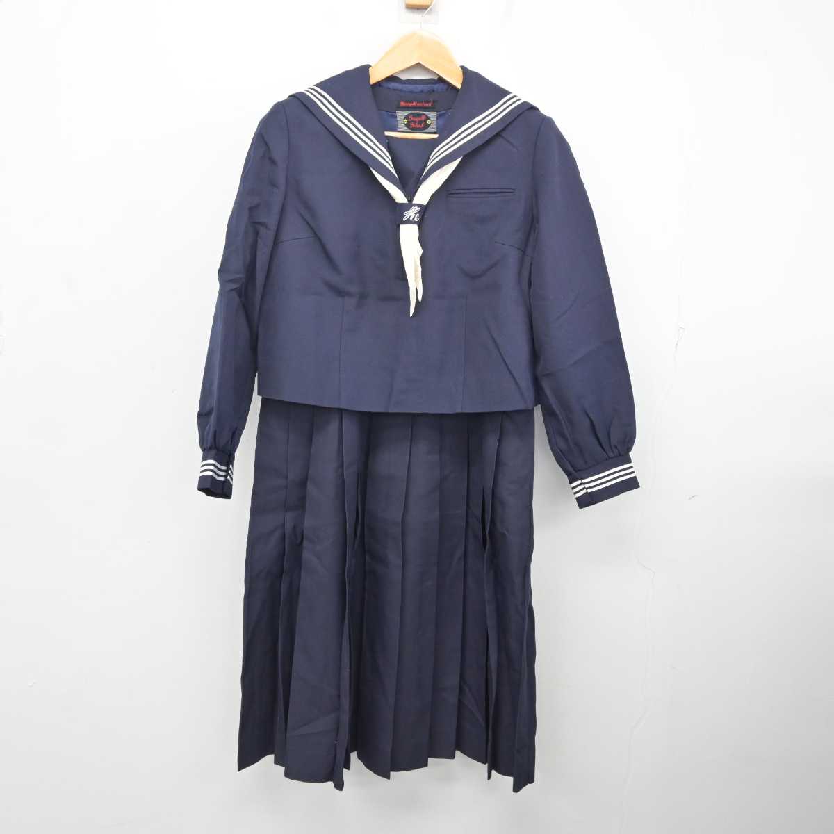 中古】神奈川県 大磯町立国府中学校 女子制服 4点 (セーラー服