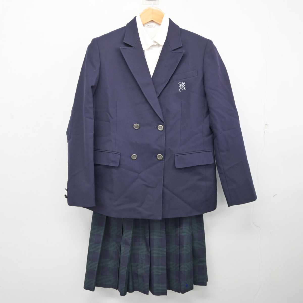 中古】福岡県 久留米筑水高等学校 女子制服 3点 (ブレザー・シャツ