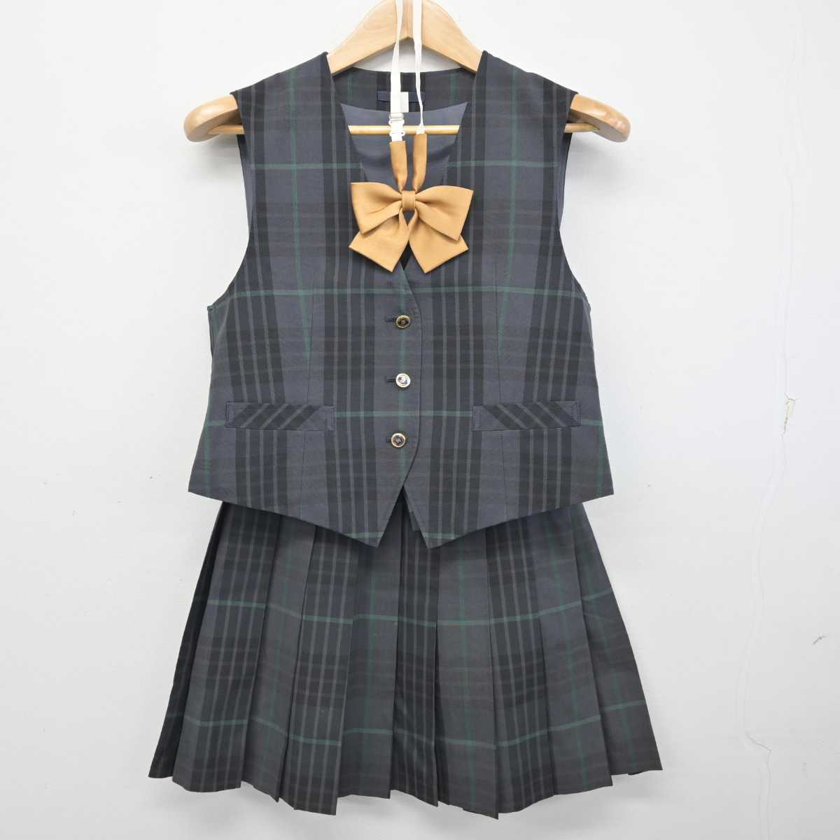 【中古】千葉県 専修大学松戸中学校・高等学校 女子制服 3点 (ベスト・スカート) sf083315