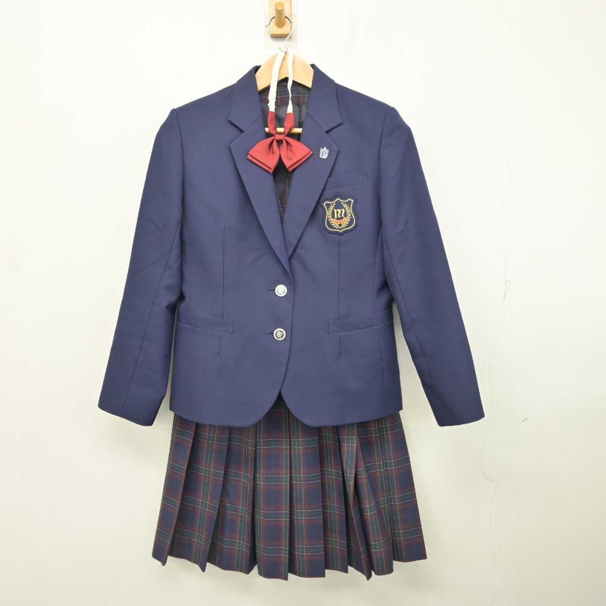 中古】千葉県 茂原中学校 女子制服 5点 (ブレザー・ベスト・スカート 