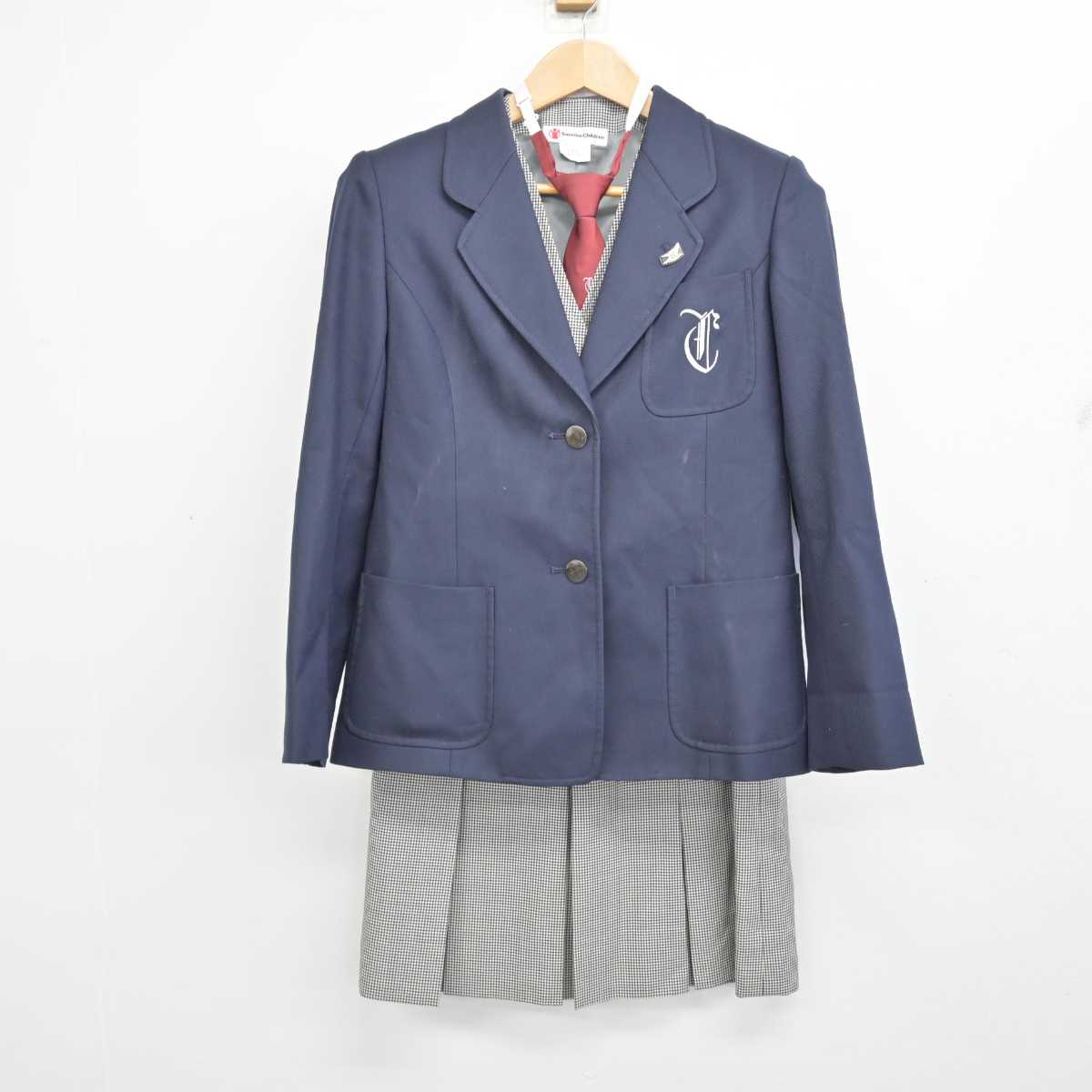 中古】神奈川県 茅ケ崎中学校 女子制服 5点 (ブレザー・ベスト 