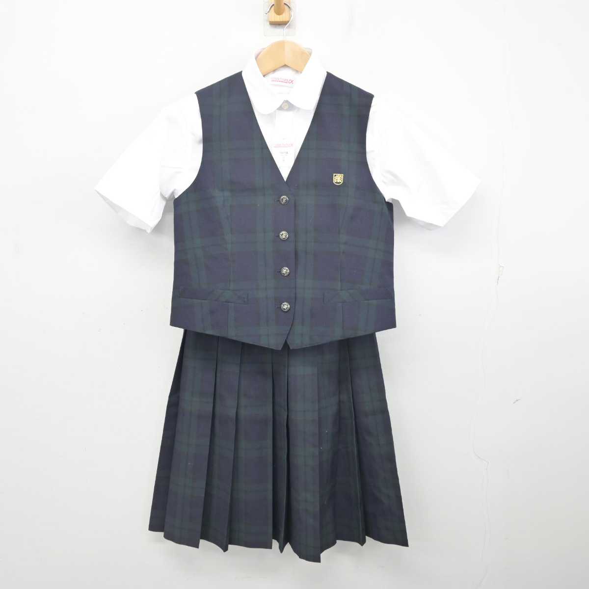 中古】香川県 尽誠学園高等学校 女子制服 3点 (ベスト・シャツ