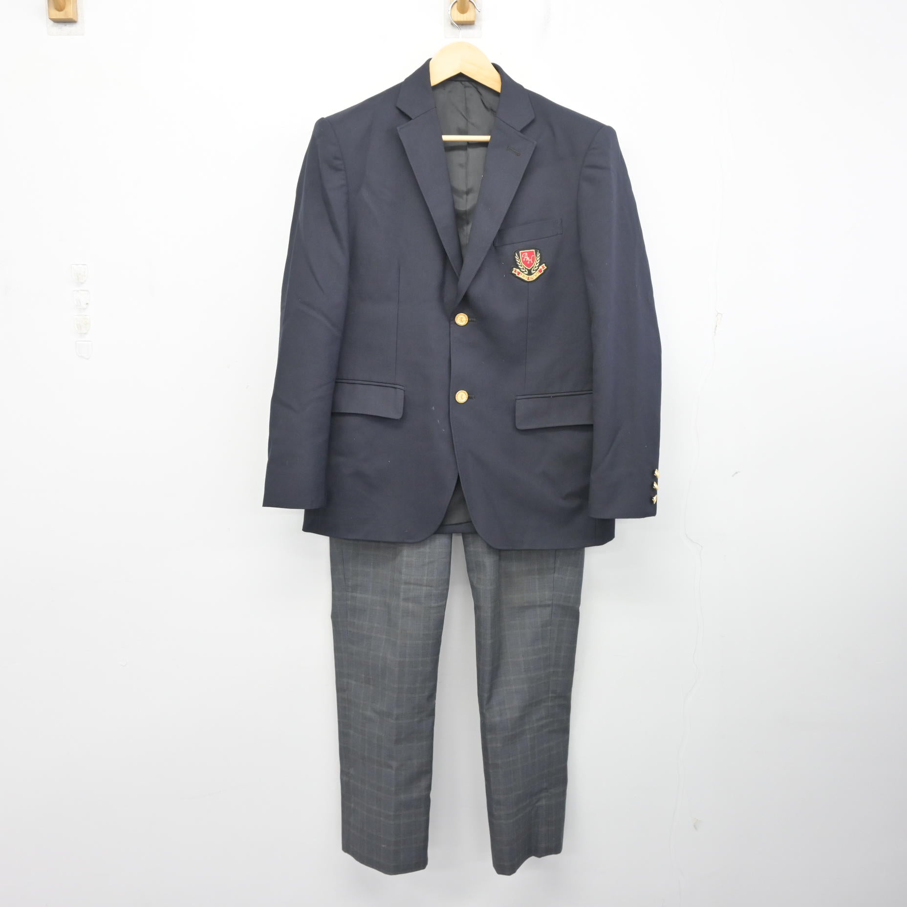 中古】千葉県 我孫子東高等学校 男子制服 2点 (ブレザー・ズボン 