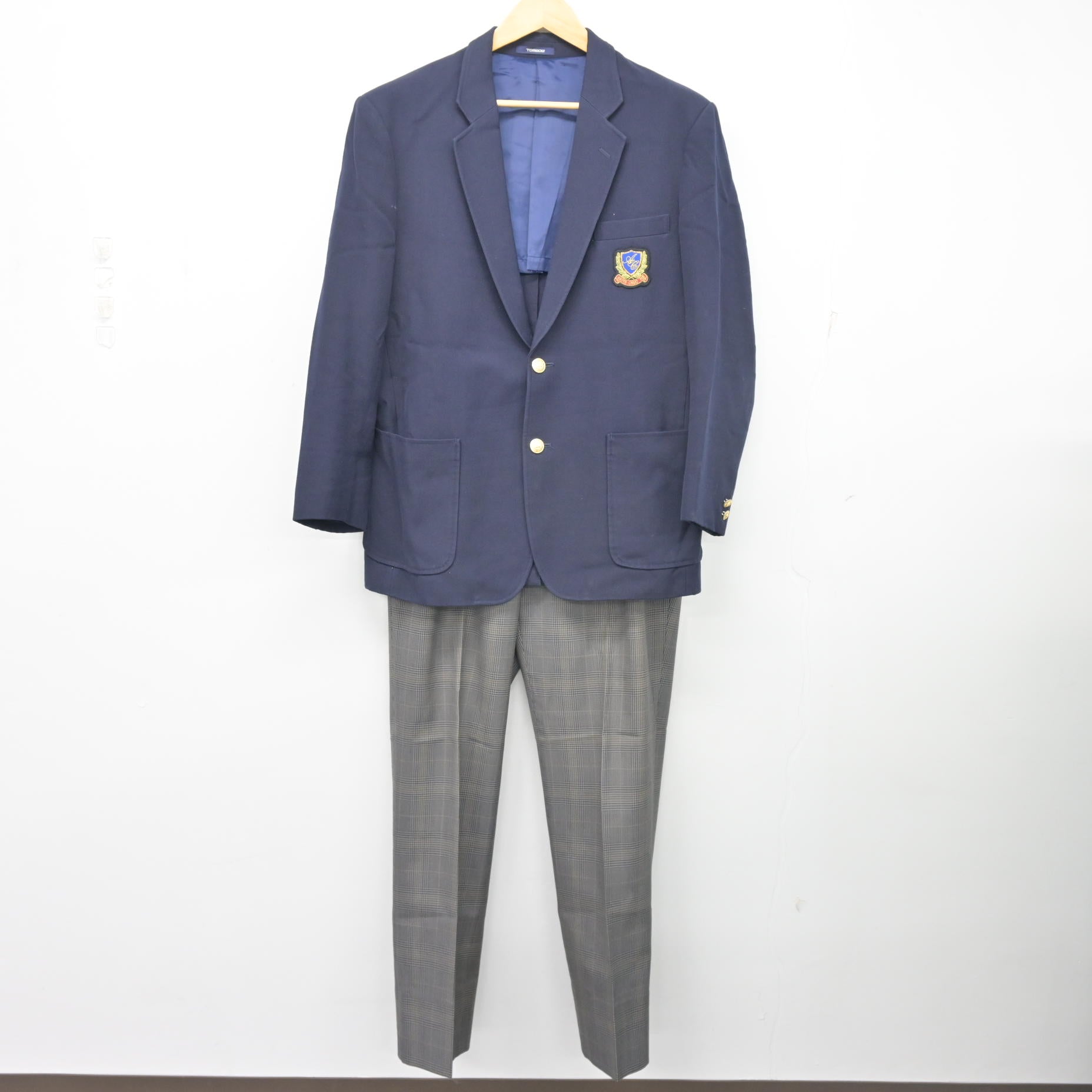 中古】秋田県 秋田中央高等学校 男子制服 3点 (ブレザー・ニット 