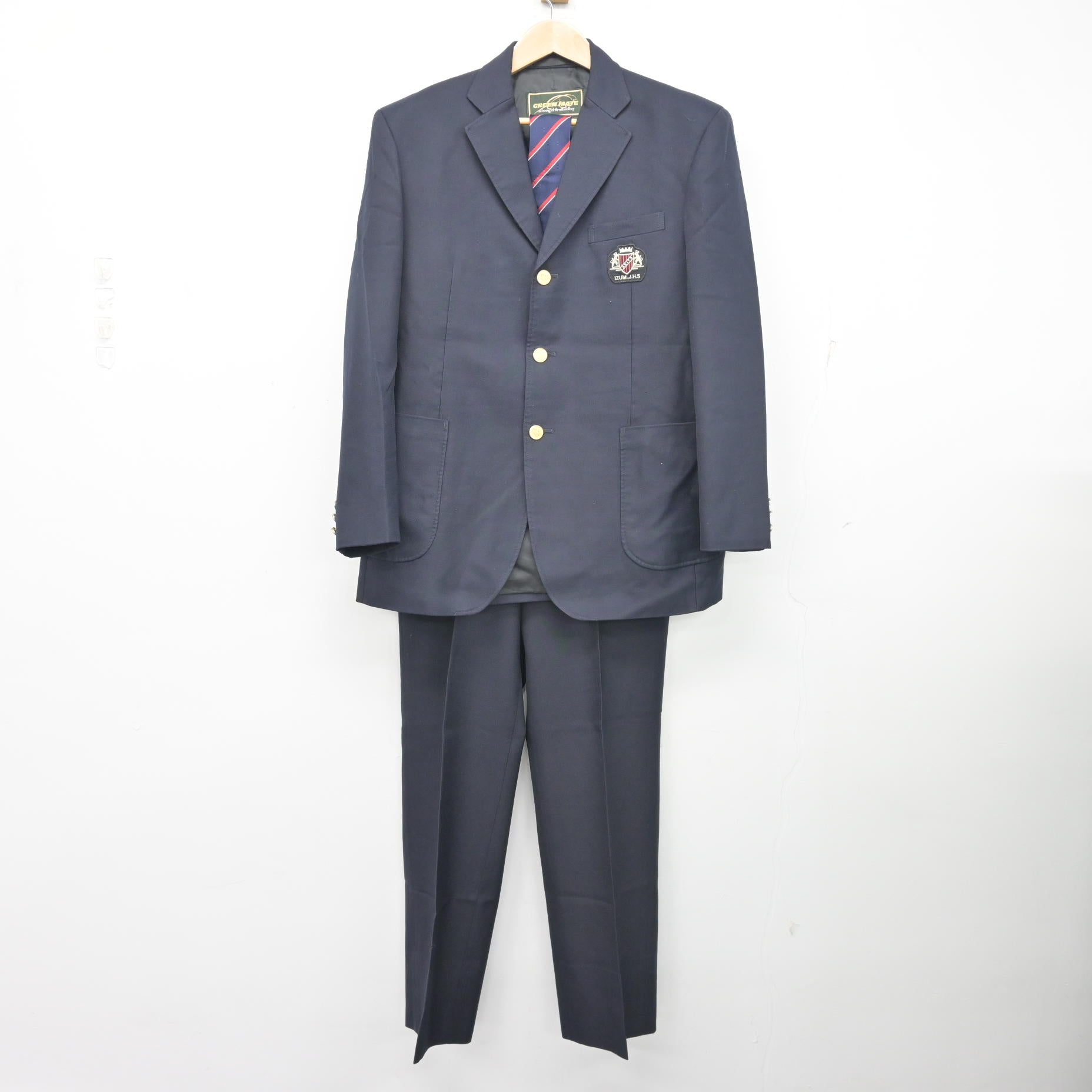 男の子用、泉校制服 スクールスラックス 61cm〜88cm 裾上げテープ付き ネイビー 無地