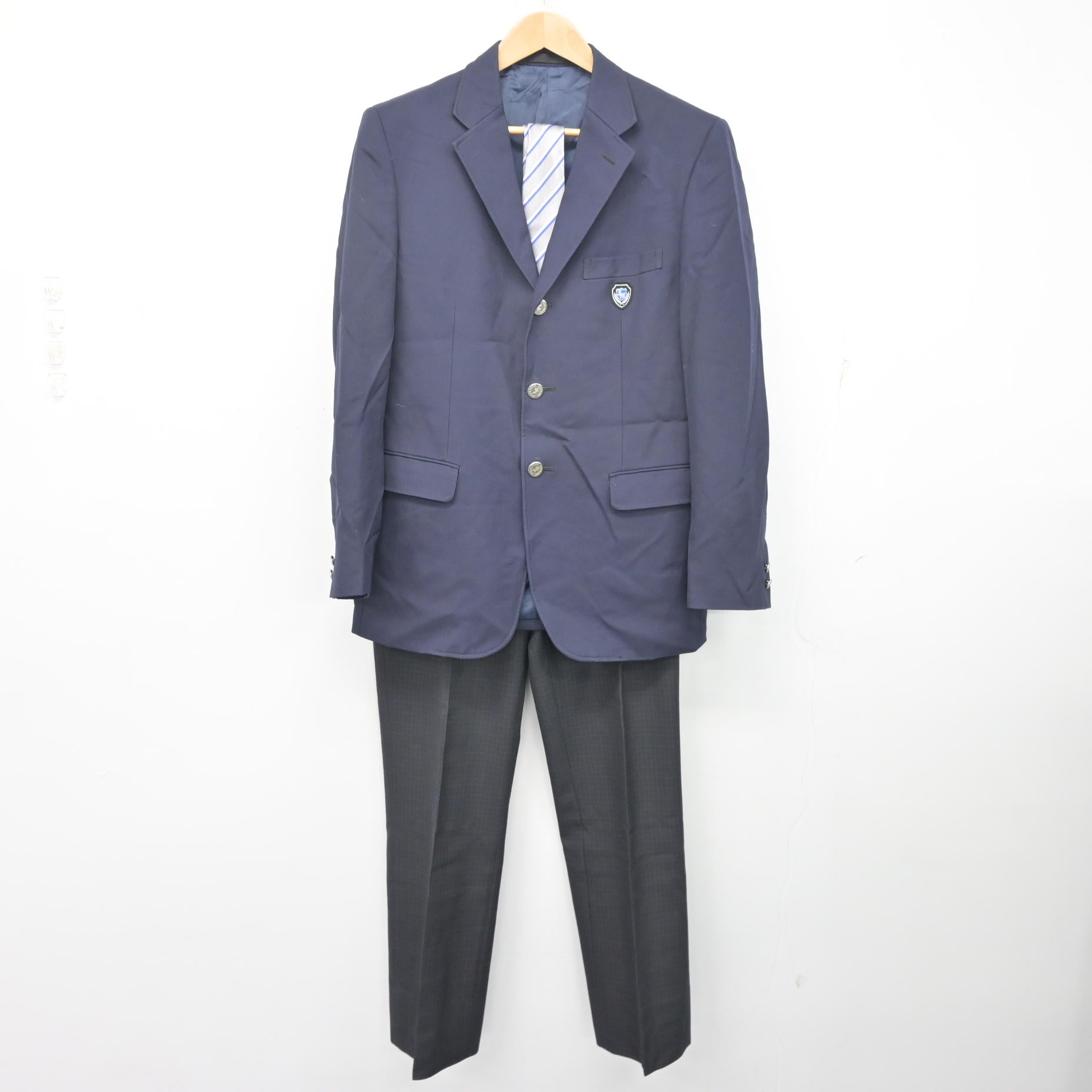 石狩南高校制服(男子) 中古】北海道 石狩南高等学校 男子制服 4点 (ブレザー・ズボン