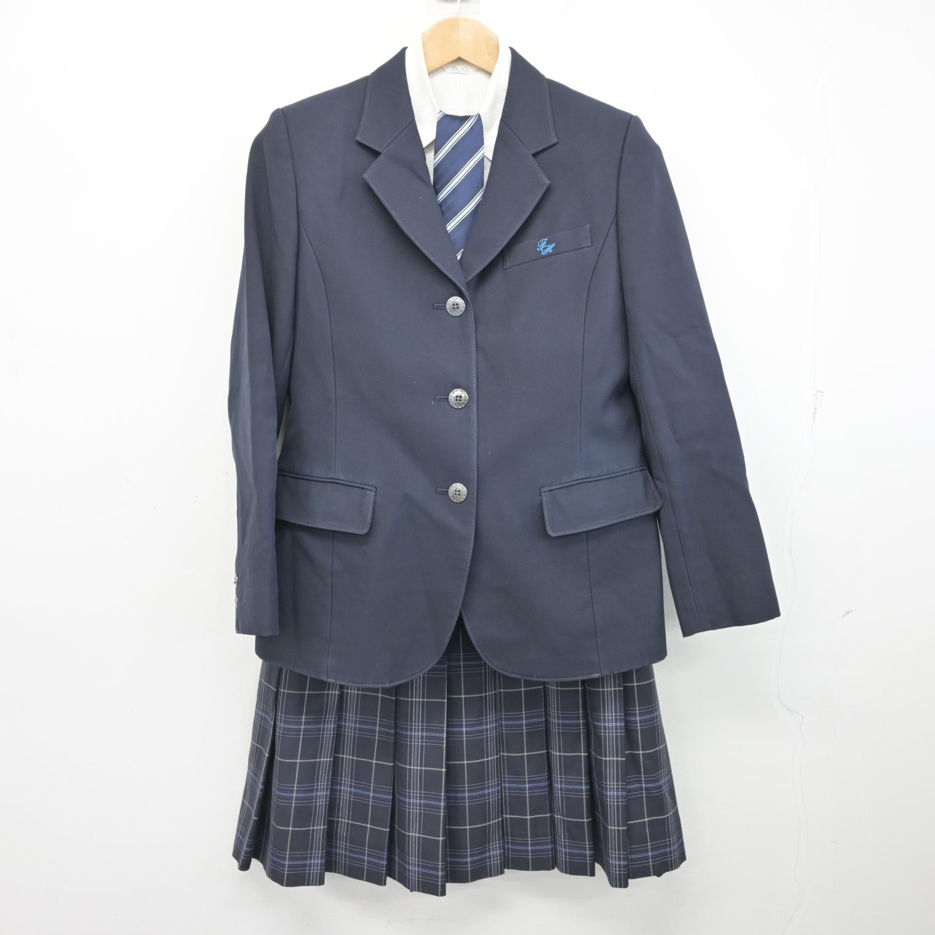 中古】富山県 伏木高等学校 女子制服 4点 (ブレザー・シャツ・スカート