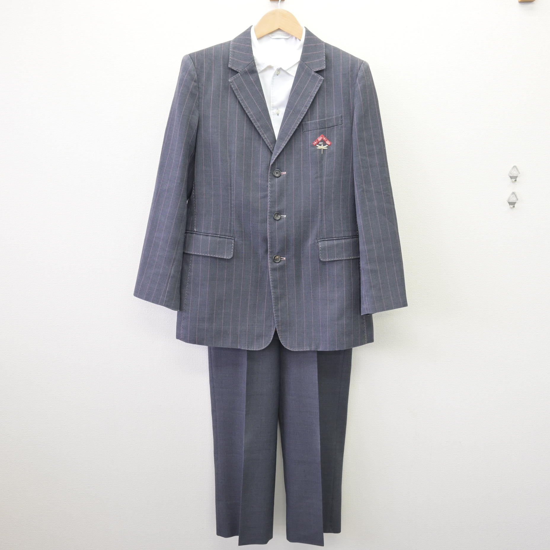 中古】広島県 AICJ高等学校 男子制服 3点 (ブレザー・シャツ・ズボン