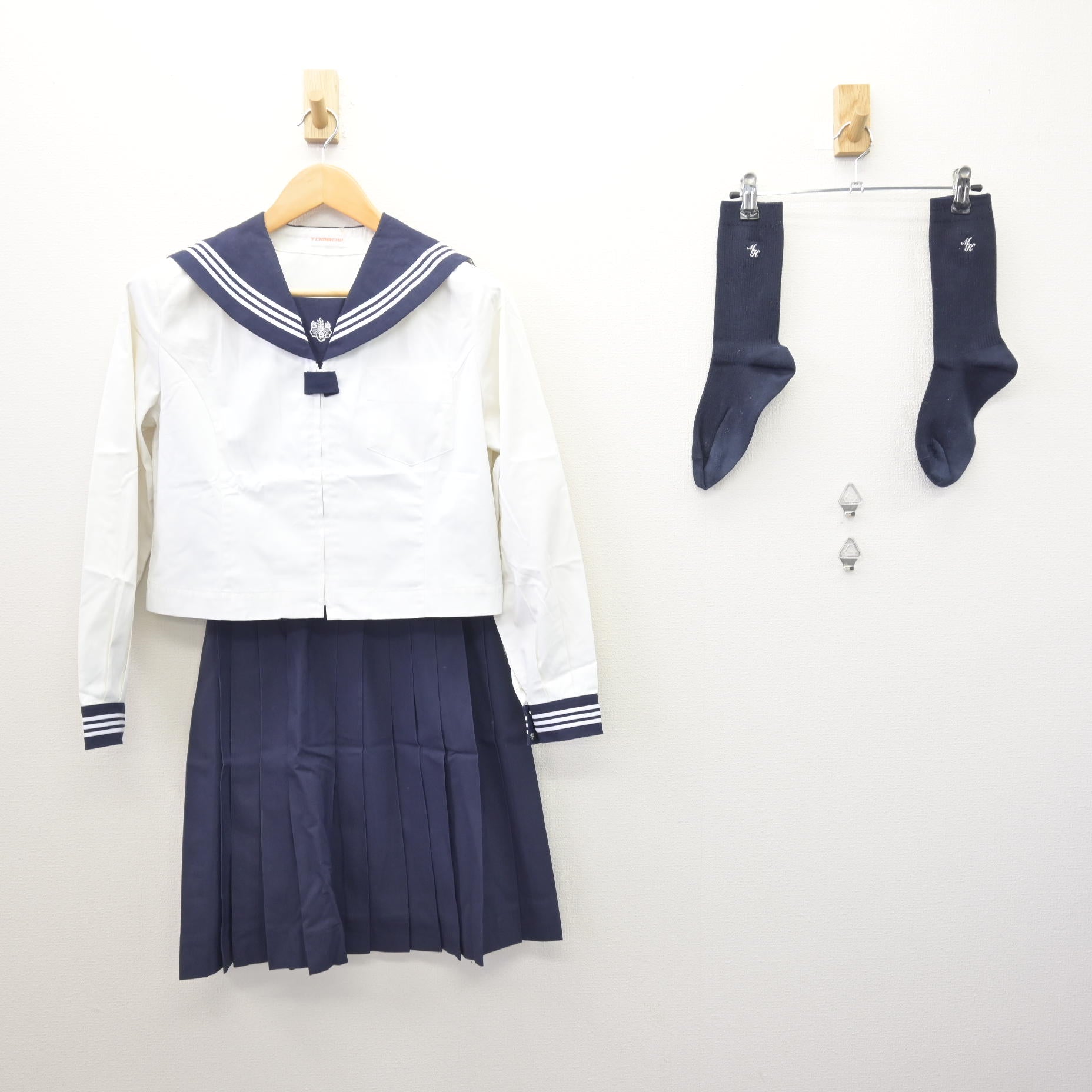 中古】東京都 目白研心中学校・高等学校 女子制服 3点 (セーラー服 
