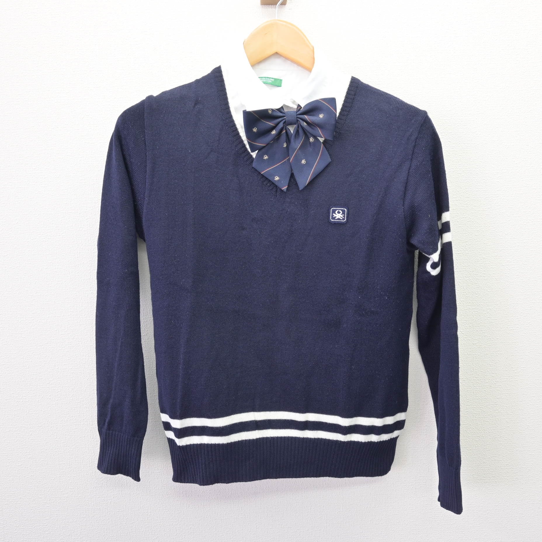 中古】香川県 高松中央高等学校 女子制服 3点 (ニット・シャツ