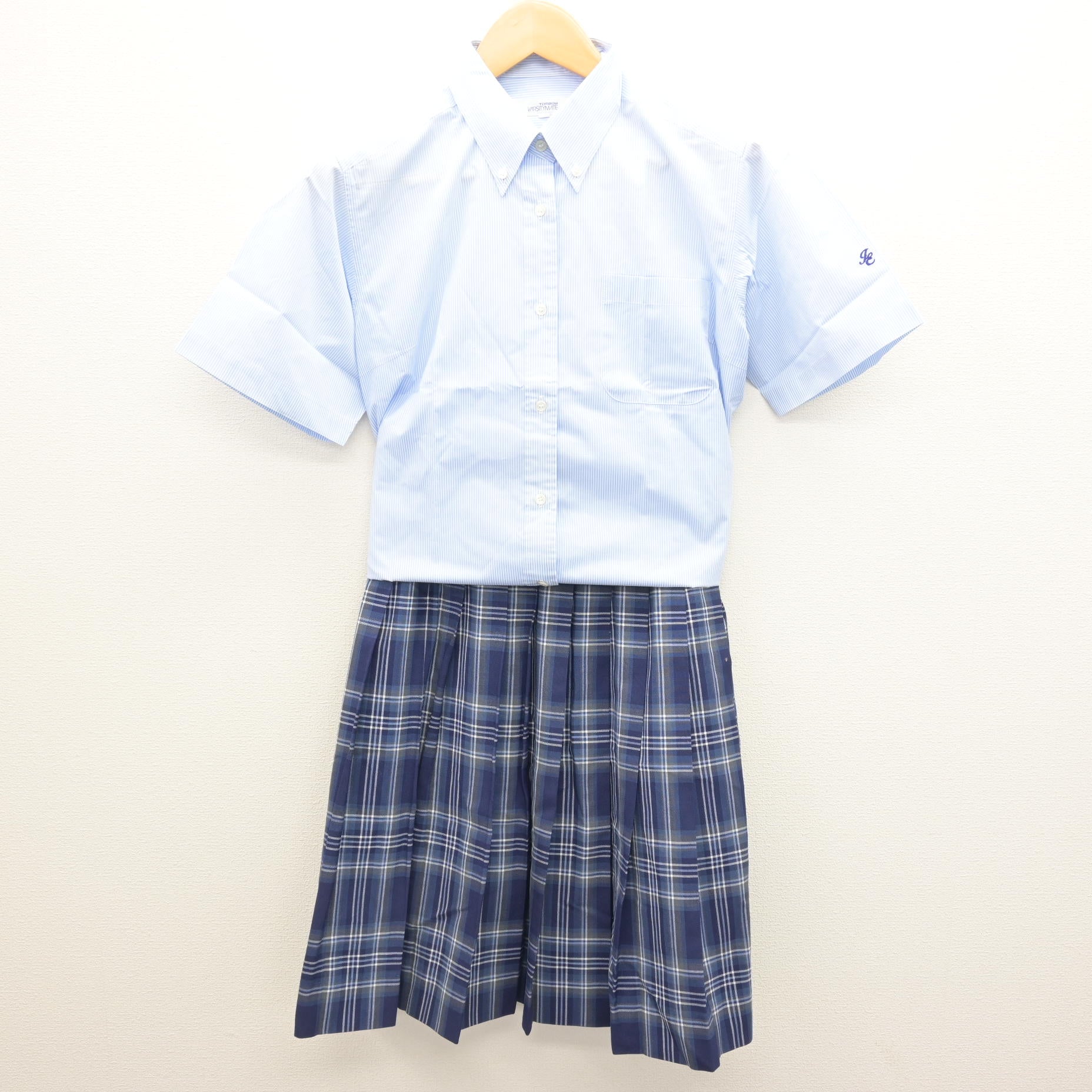 中古】愛媛県 今治東中等教育学校 女子制服 2点 (シャツ・スカート 