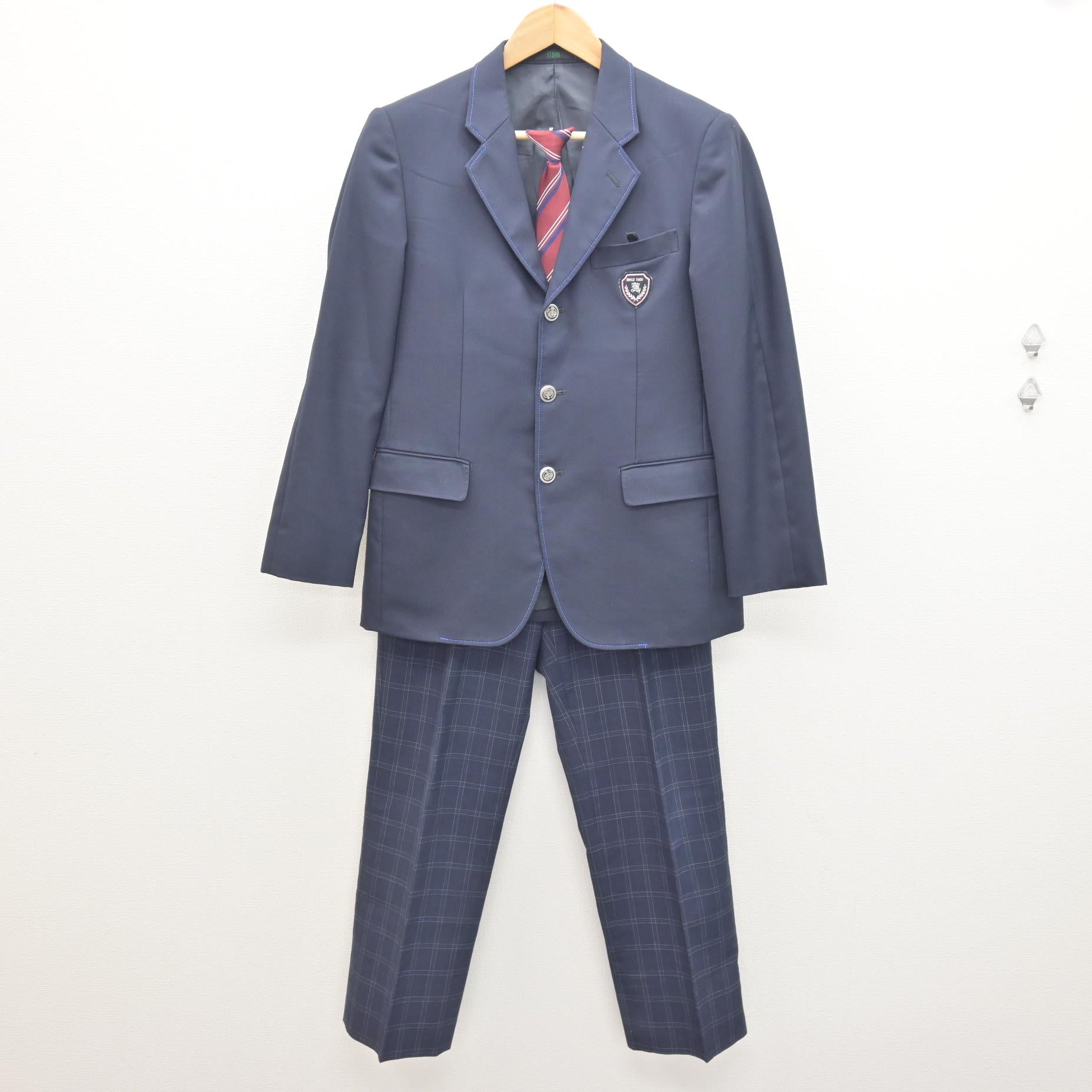 中古】広島県 府中緑ケ丘中学校 男子制服 3点 (ブレザー・ズボン