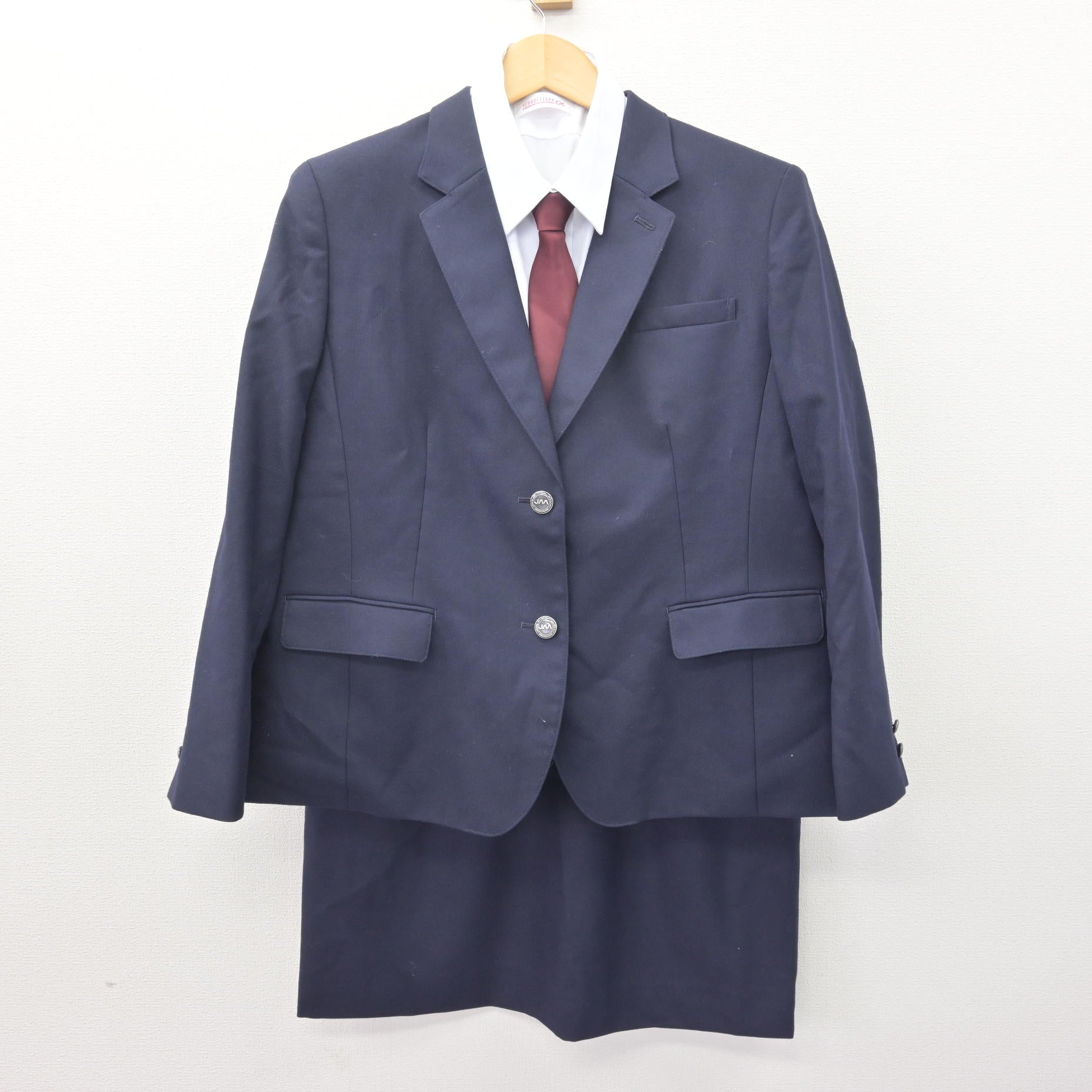 中古】 日本航空大学校 女子制服 4点 (ブレザー・シャツ・スカート