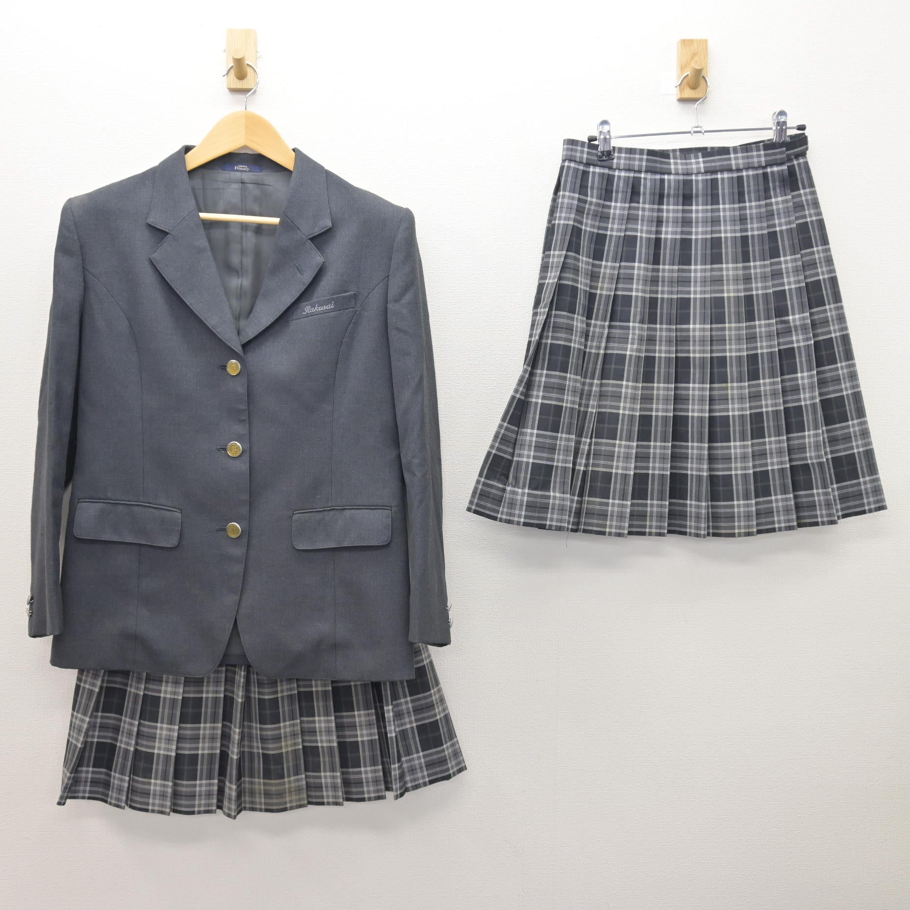 中古】京都府 洛西高等学校 女子制服 3点 (ブレザー・スカート 
