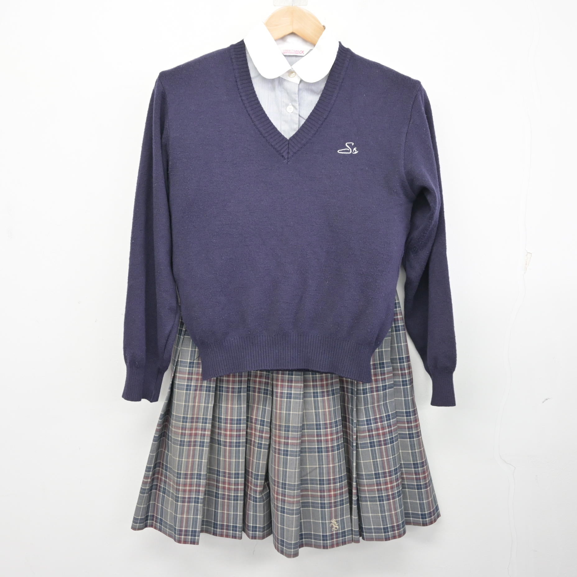 中古】奈良県 西和清陵高等学校 女子制服 3点 (ニット・ブラウス 
