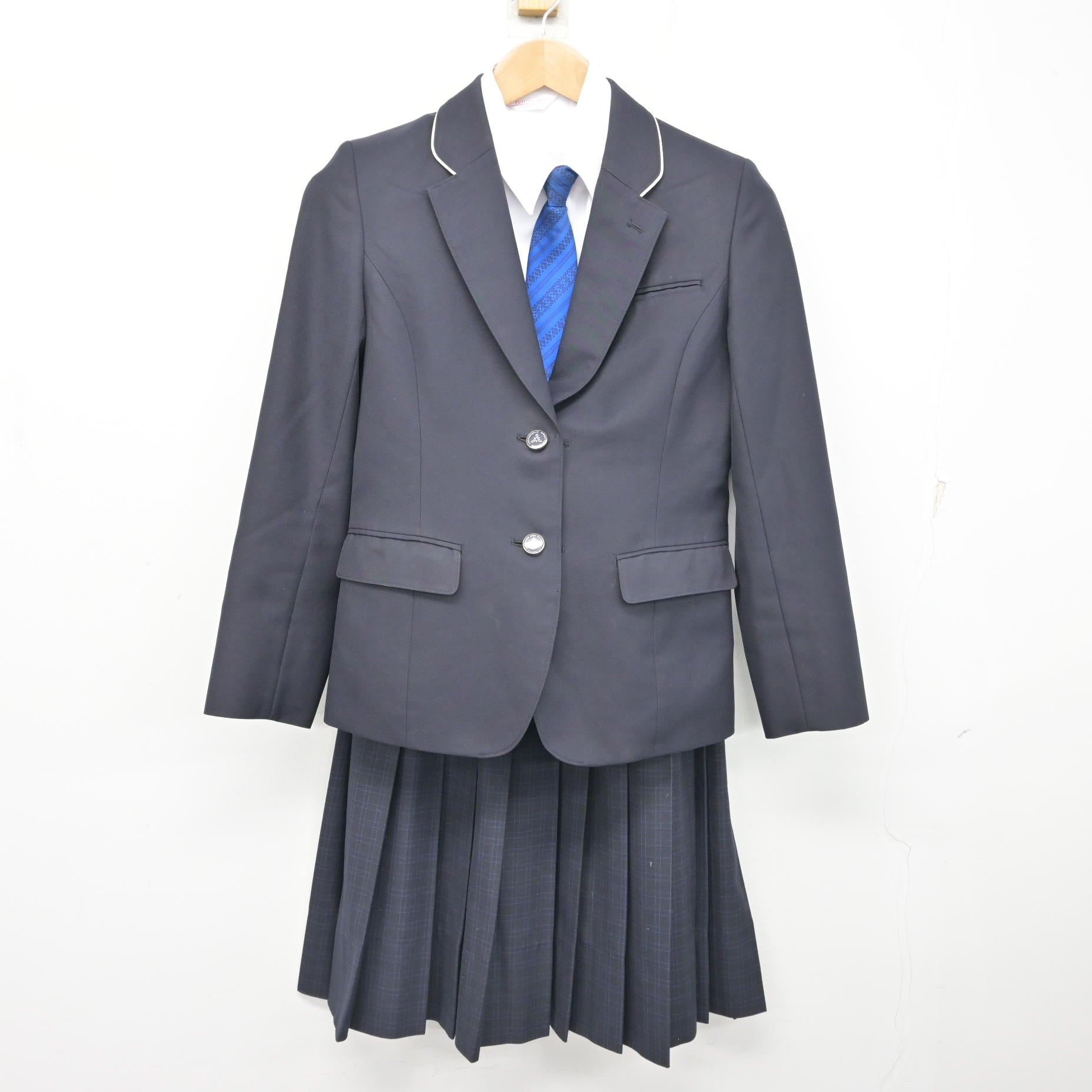 中古】福岡県 福岡市内中学標準服 女子制服 4点 (ブレザー・シャツ