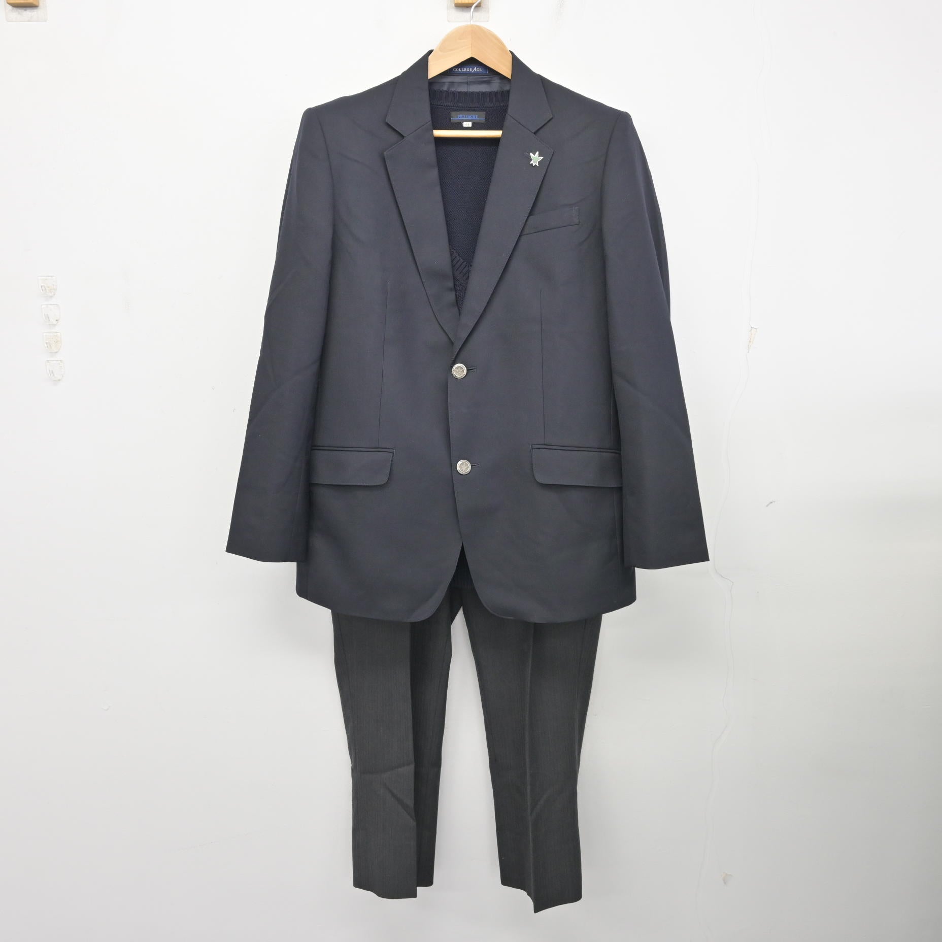 中古】千葉県 松戸馬橋高等学校 男子制服 4点 (ブレザー・ニット