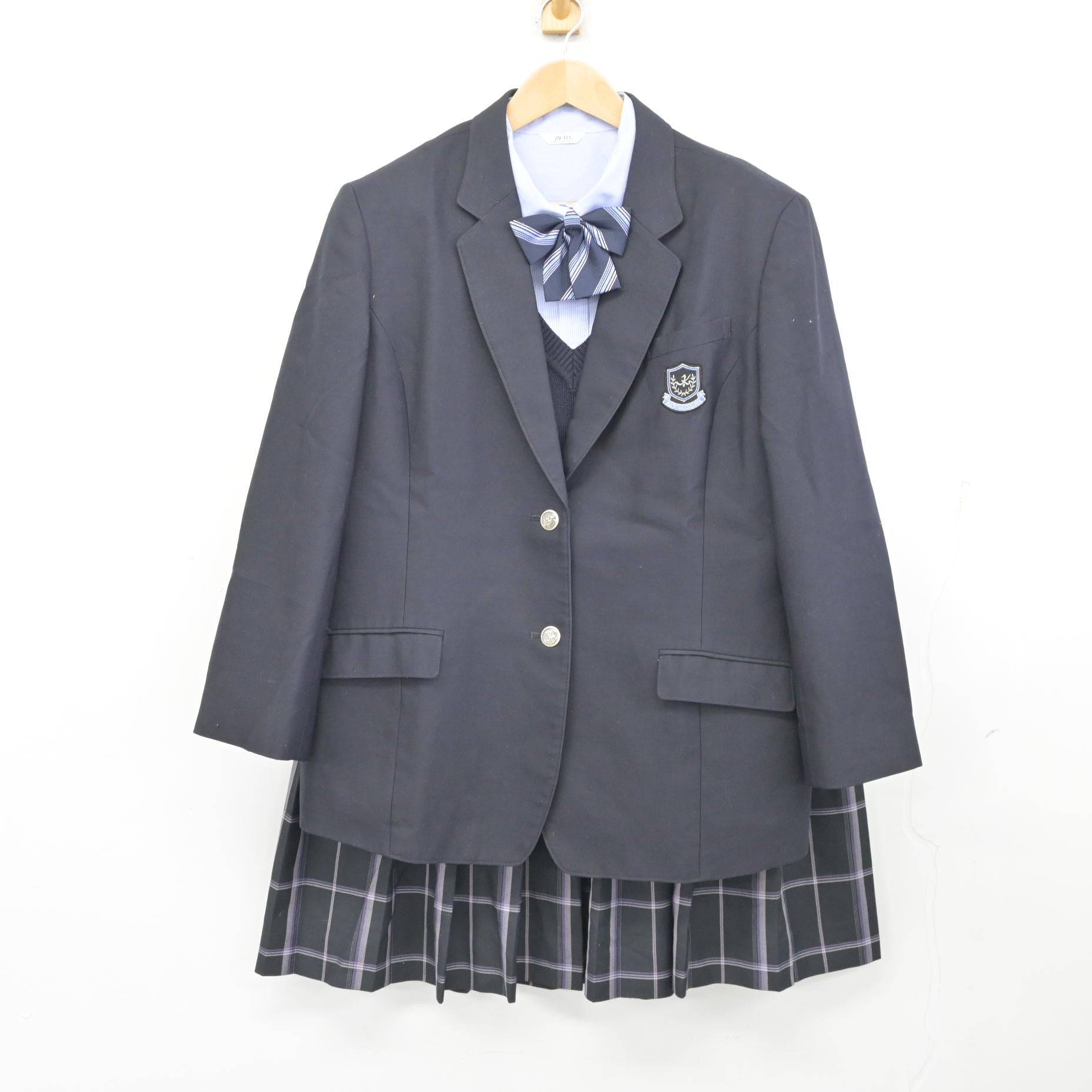 中古】茨城県 霞ヶ浦高等学校 女子制服 5点 (ブレザー・ニット・シャツ 
