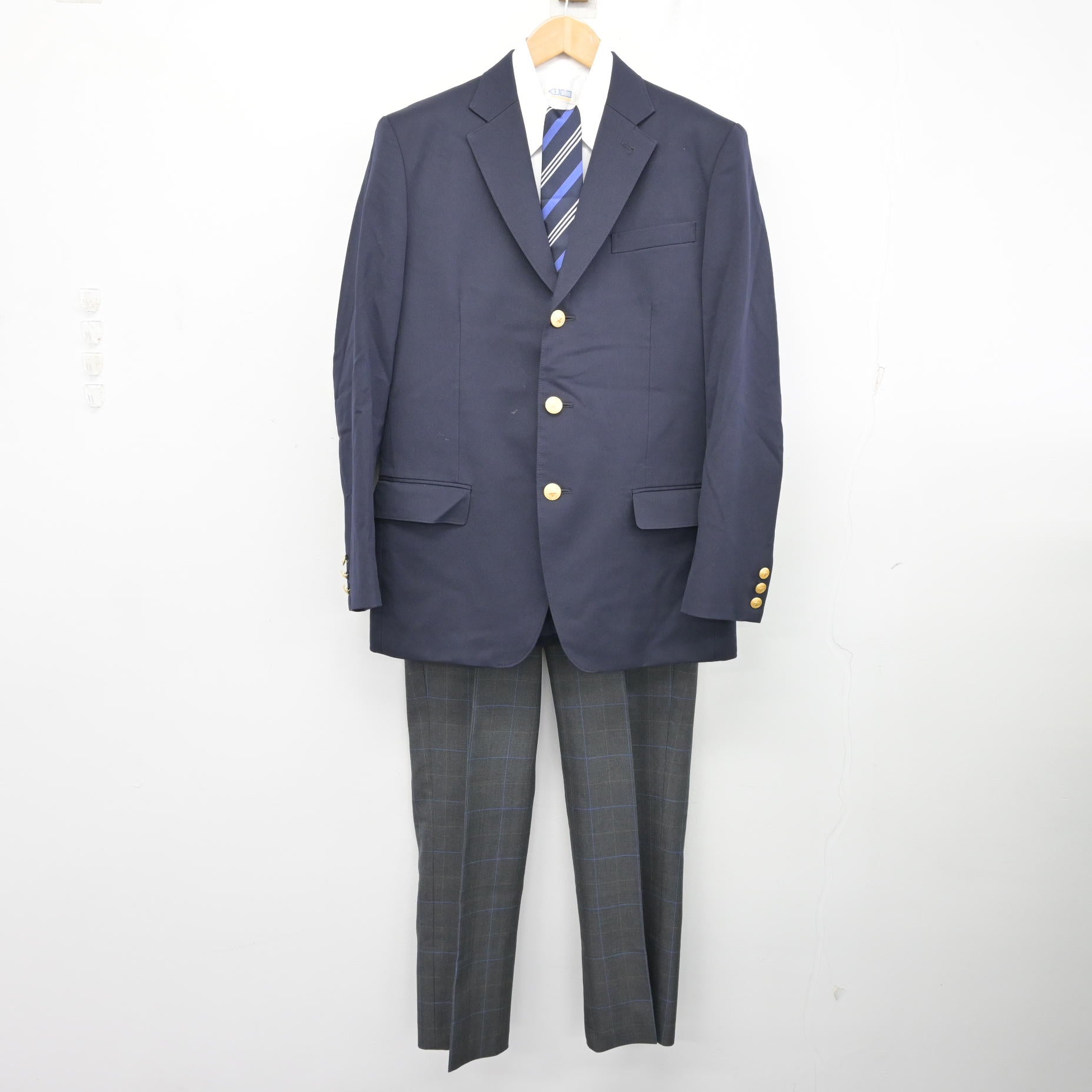 中古】北海道 北海高等学校 男子制服 4点 (ブレザー・シャツ・ズボン 
