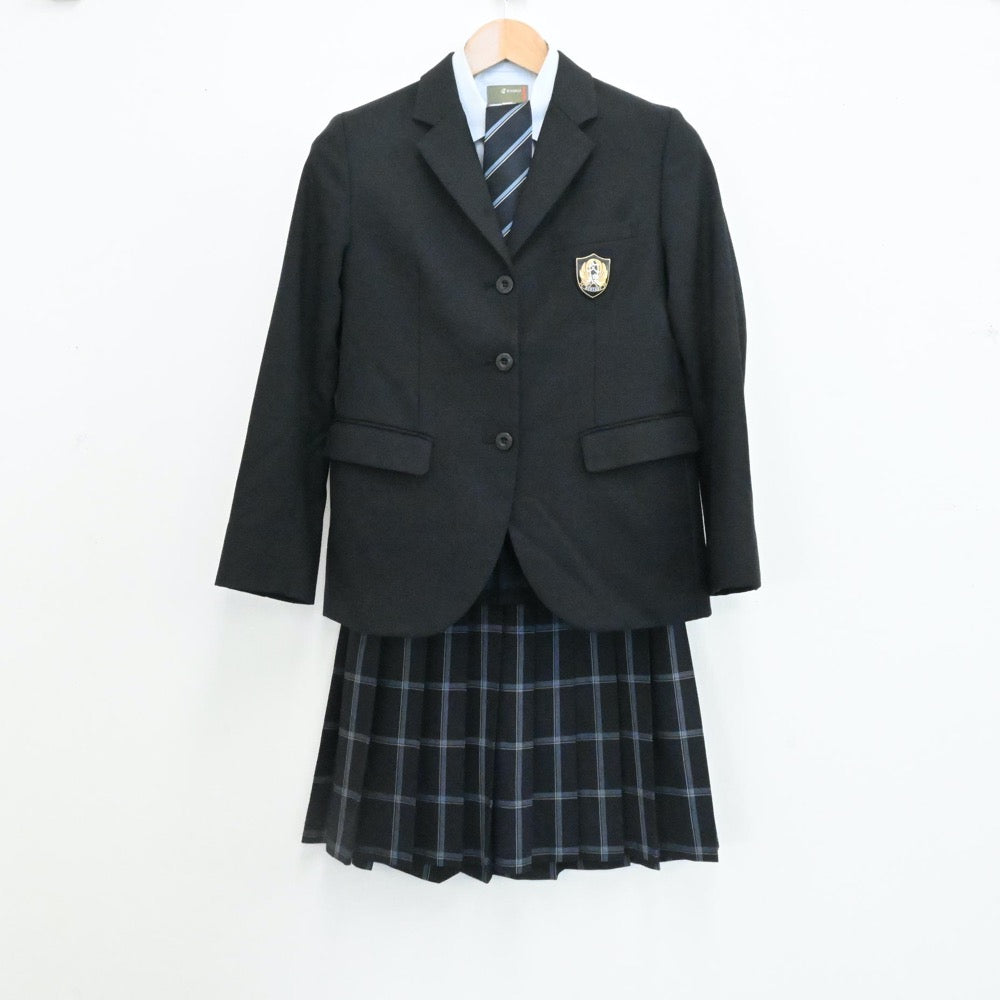 【中古】熊本県 文徳高校 女子制服 4点（ブレザー・シャツ 長袖・スカート・ネクタイ ） sf000244