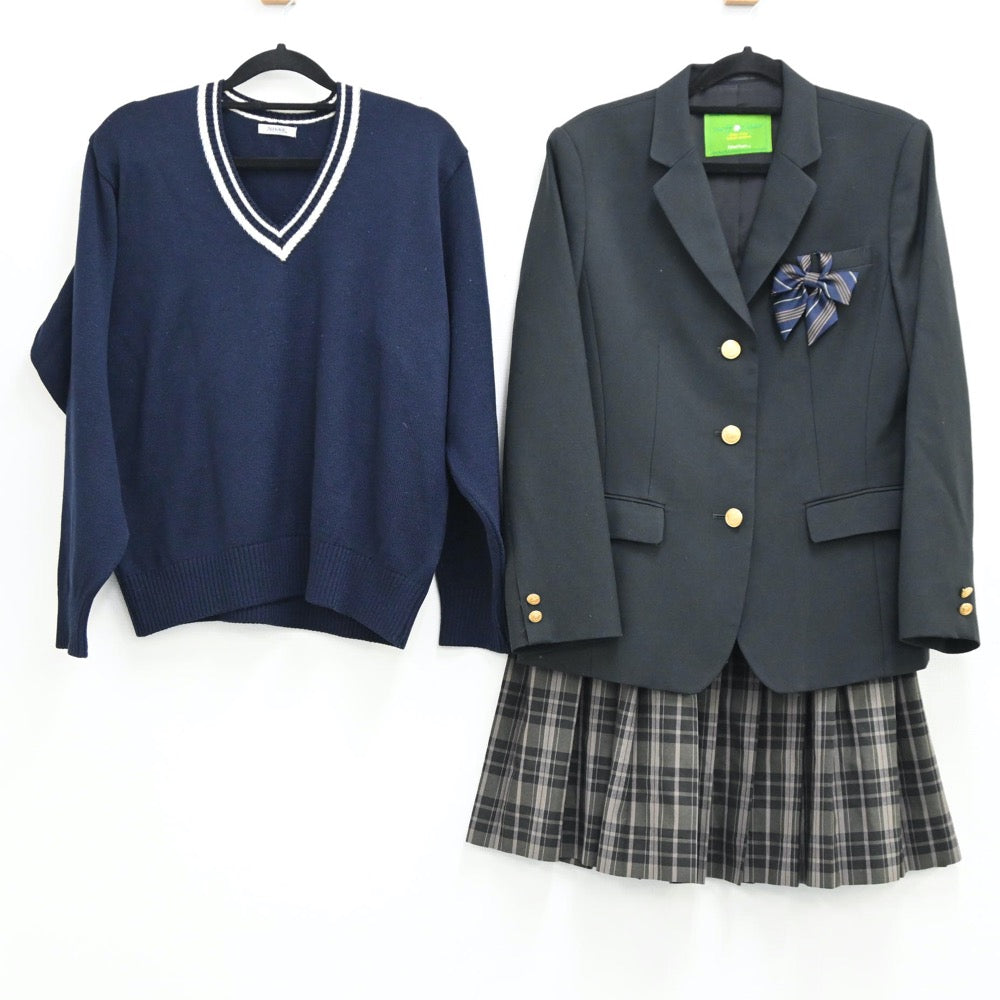 【中古】千葉 千葉県立袖ヶ浦高校 女子制服 4点（ブレザー・スカート・ニット）sf001441