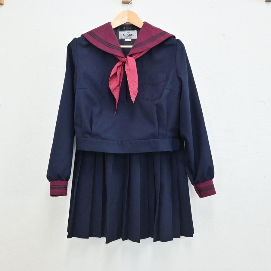 【中古】石川県 北陸学院高校 女子制服 3点（セーラー服・スカート）sf003081