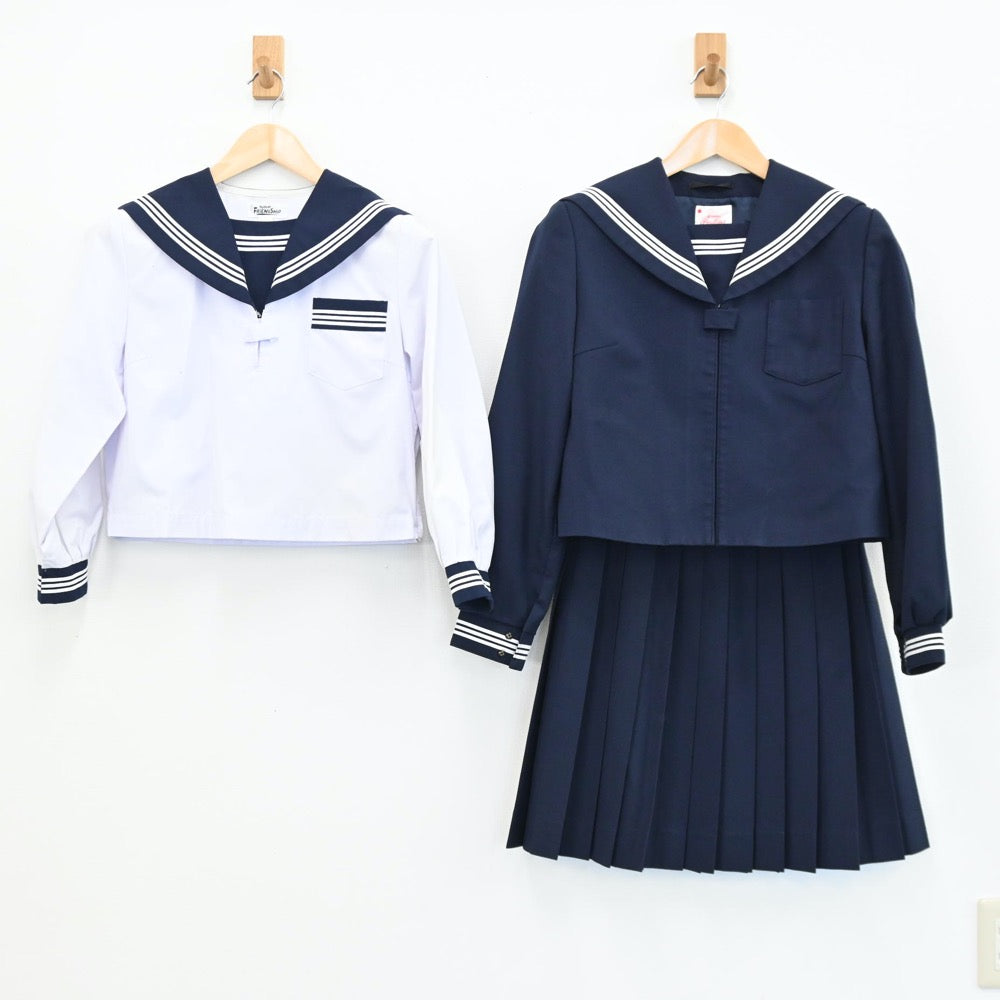 【中古】島根県 島根県安来市第1中学校 女子制服 3点（セーラー服・シャツ・スカート）sf004164