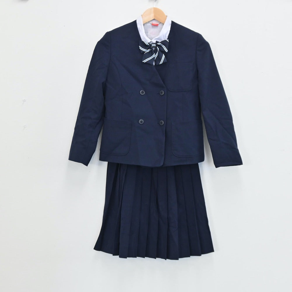 【中古】富山県 岩瀬中学校 女子制服 5点（ブレザー・シャツ・ベスト・スカート）sf004230