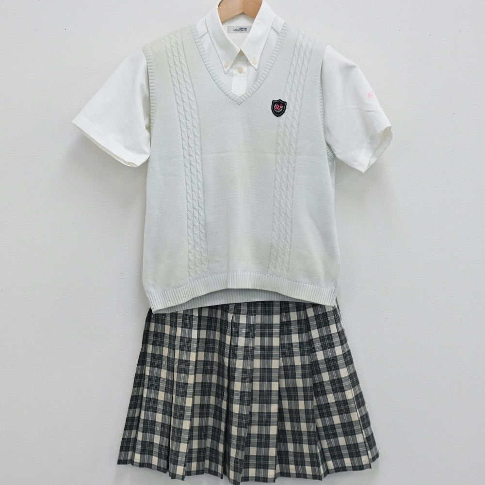 【中古】東京都 日本大学豊山女子高等学校 女子制服 3点（シャツ・ニットベスト・スカート）sf004652