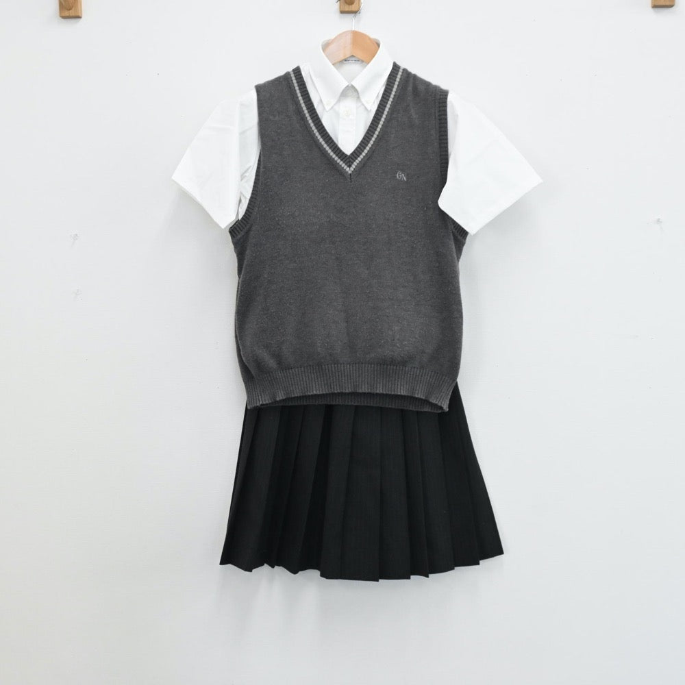 【中古】長野県 文化学園長野高等学校 女子制服 3点（シャツ・ニットベスト・スカート）sf004720