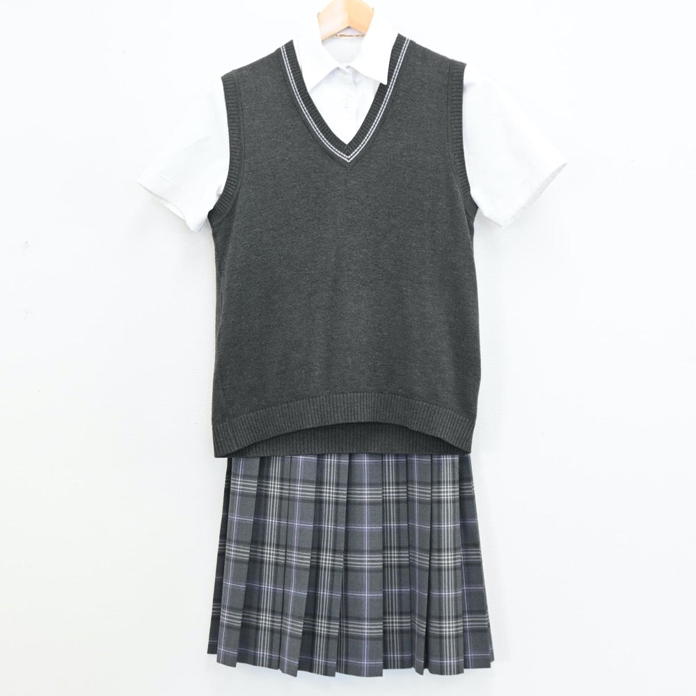 中古制服】石川県 松任高等学校 女子制服 4点（シャツ・ニット