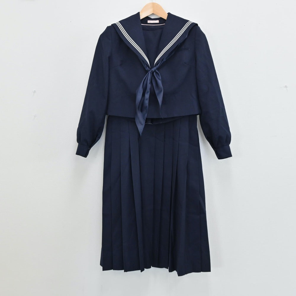 【中古】福岡県 福岡市立原北中学校 女子制服 3点（セーラー服・ジャンパースカート）sf005076