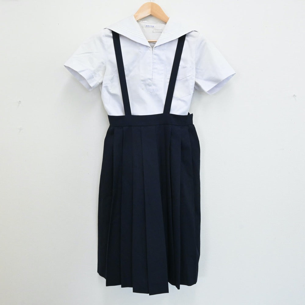 【中古】茨城県 筑紫女学園高等学校 女子制服 4点（セーラー服・ニット・スカート）sf005316