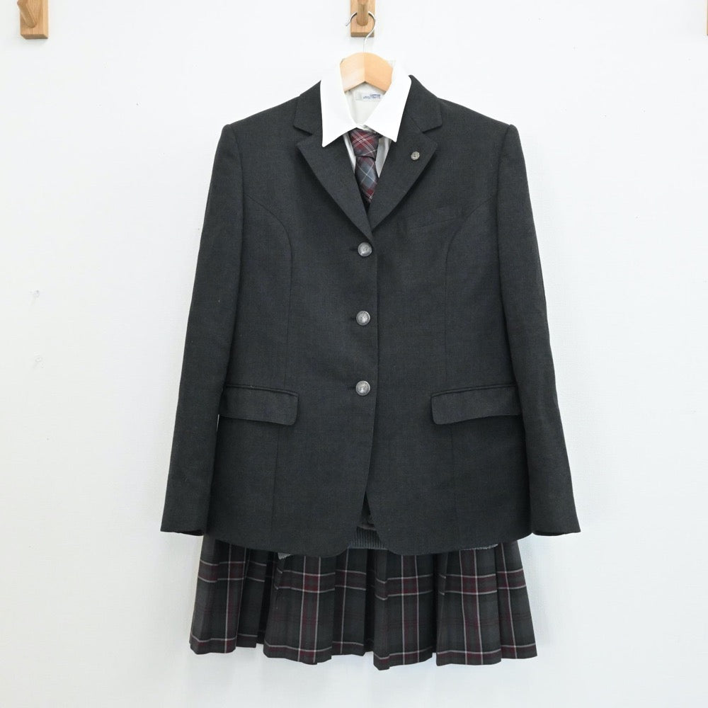 【中古】埼玉県 埼玉県立鳩ヶ谷高等学校 女子制服 5点（ブレザー・ニット・シャツ・スカート）sf005329