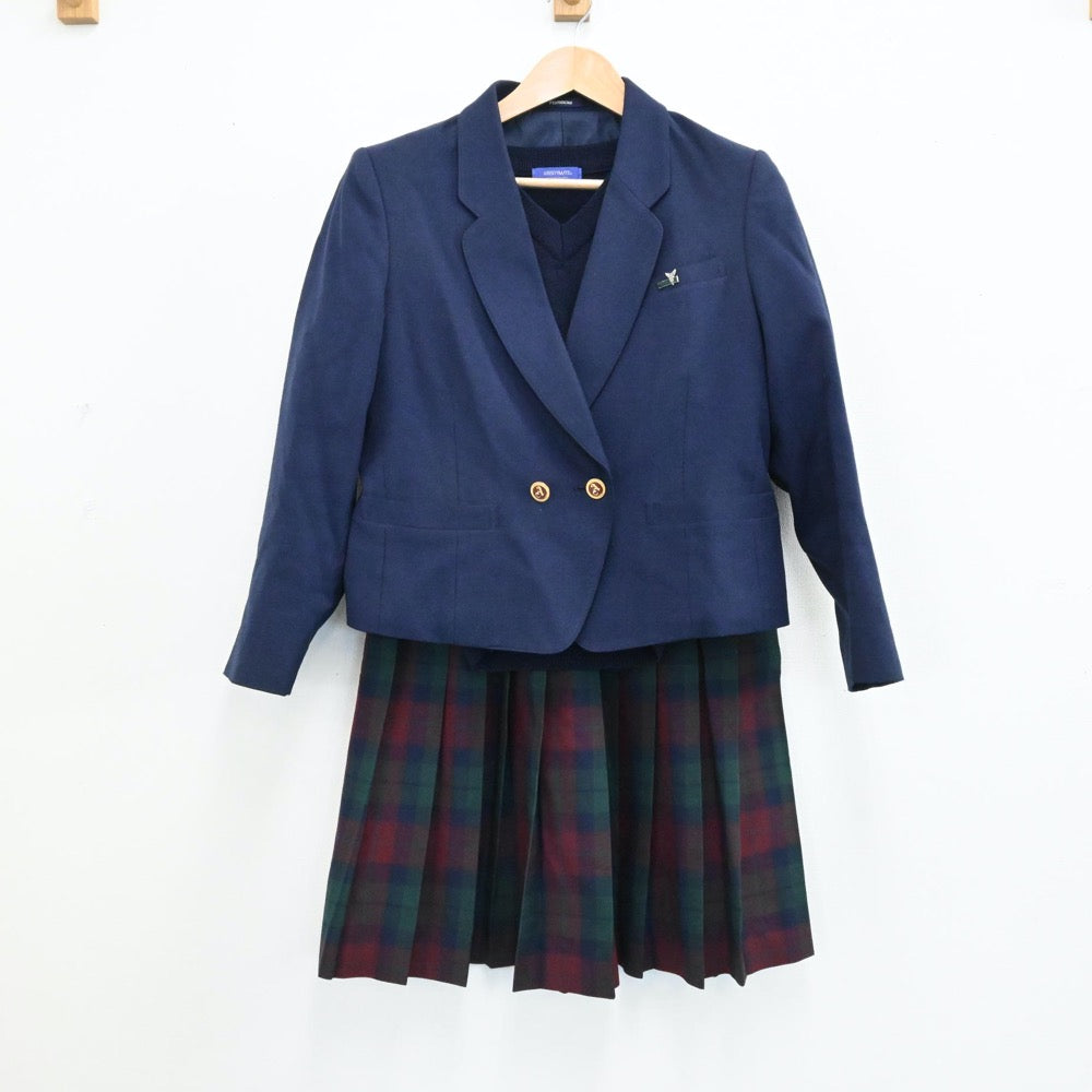 【中古】秋田県 秋田商業高等学校 女子制服 3点（ブレザー・ニット・スカート）sf005337