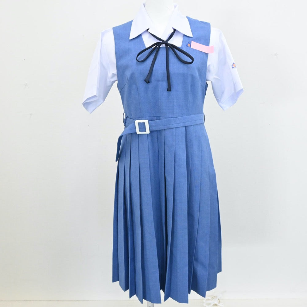 【中古】福岡県 牟田山中学校 女子制服 4点（シャツ・ジャンパースカート）sf006007