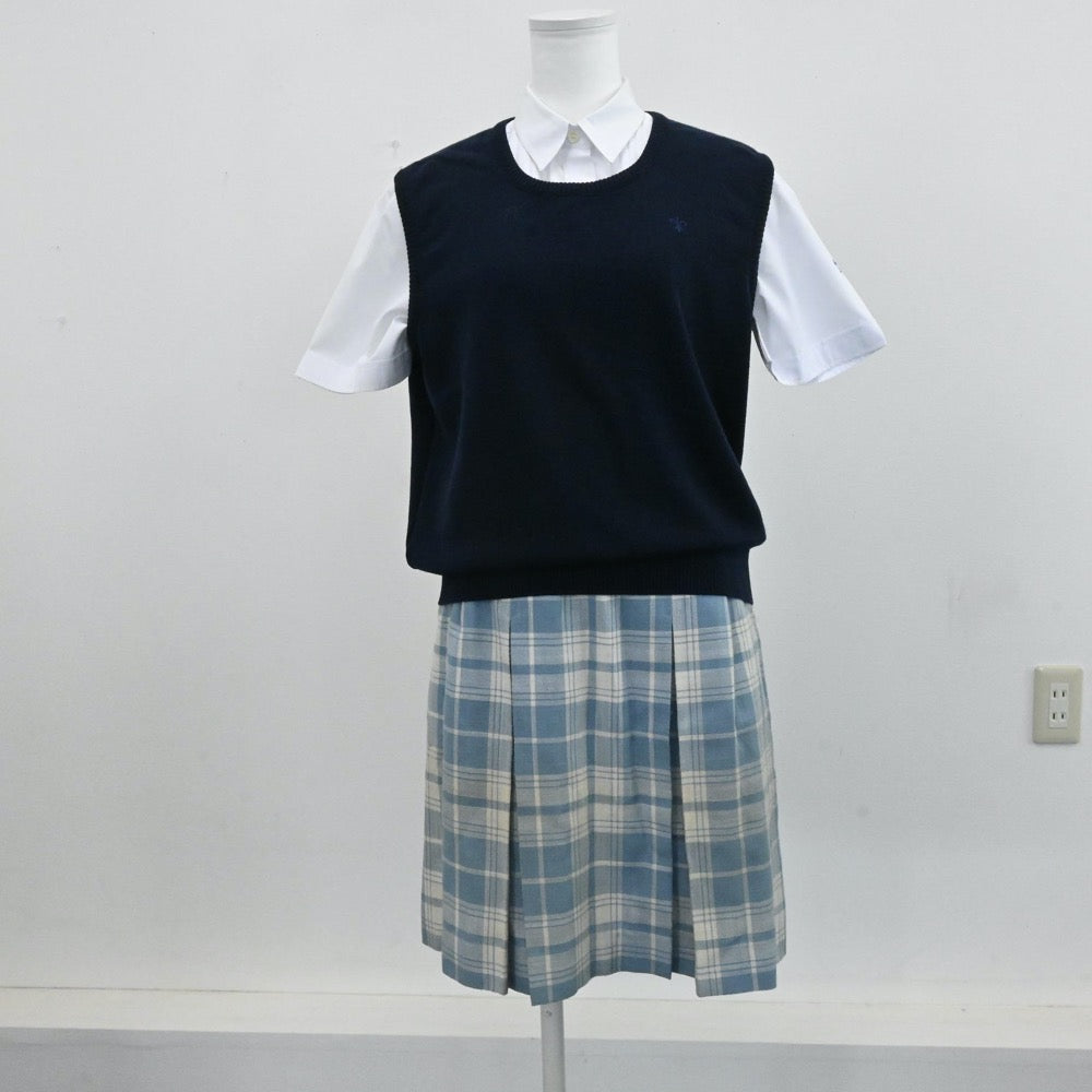 【中古】東京都 頌栄女子学院中学校 女子制服 3点（ベスト・シャツ・スカート）sf006319