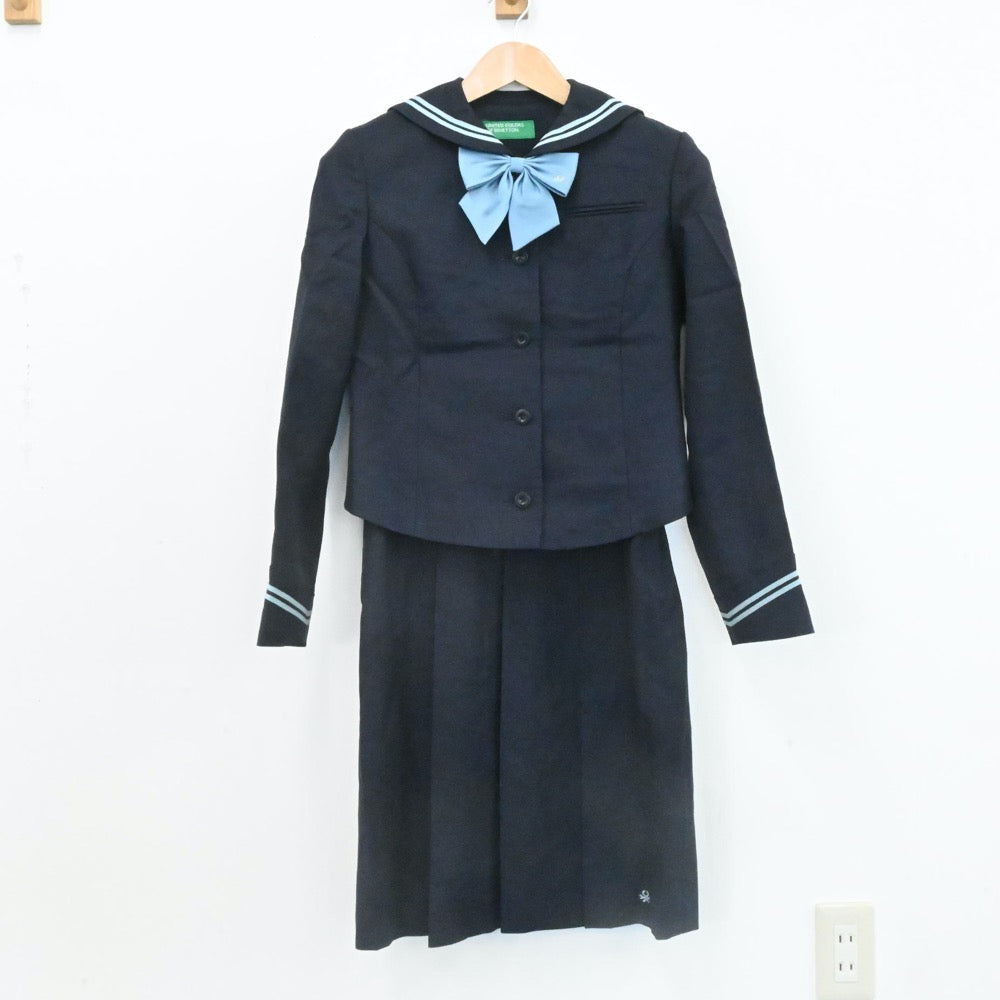 【中古】福岡県 九州女子高等学校 女子制服 3点（セーラー服・ジャンパースカート）sf006590