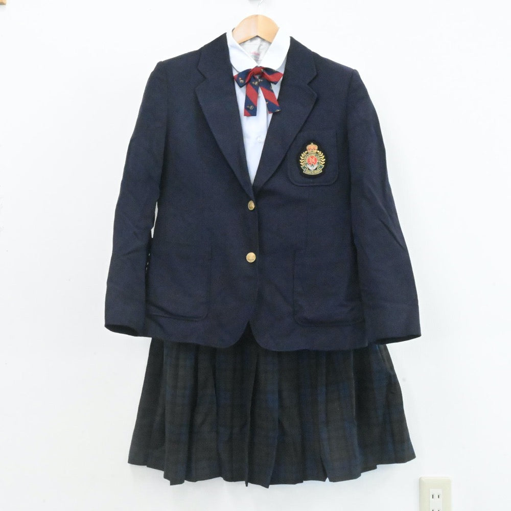 【中古】熊本県 熊本市立長嶺中学校 女子制服 6点（ブレザー・ベスト・ニット・シャツ・スカート）sf006957