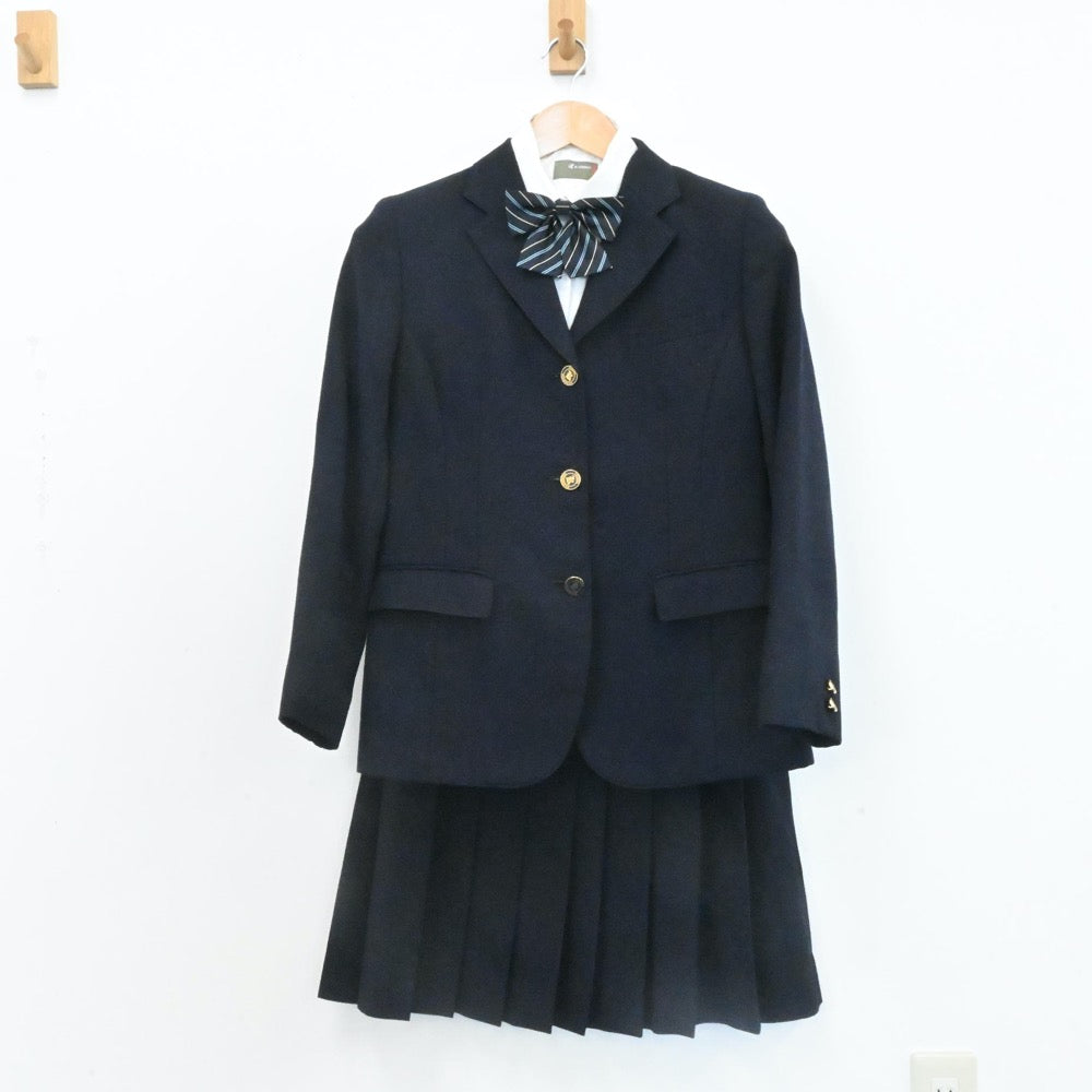 【中古】静岡県 常葉大学付属菊川高等学校 女子制服 5点（ブレザー・スカート・ニット・シャツ）sf006985