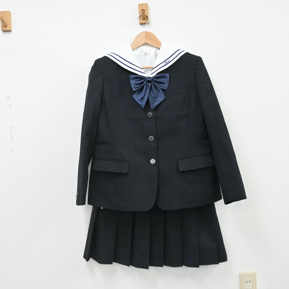 【中古】福岡県 嶋田学園飯塚高等学校 女子制服 4点（ブレザー・ニット・セーラー服・スカート）sf007560