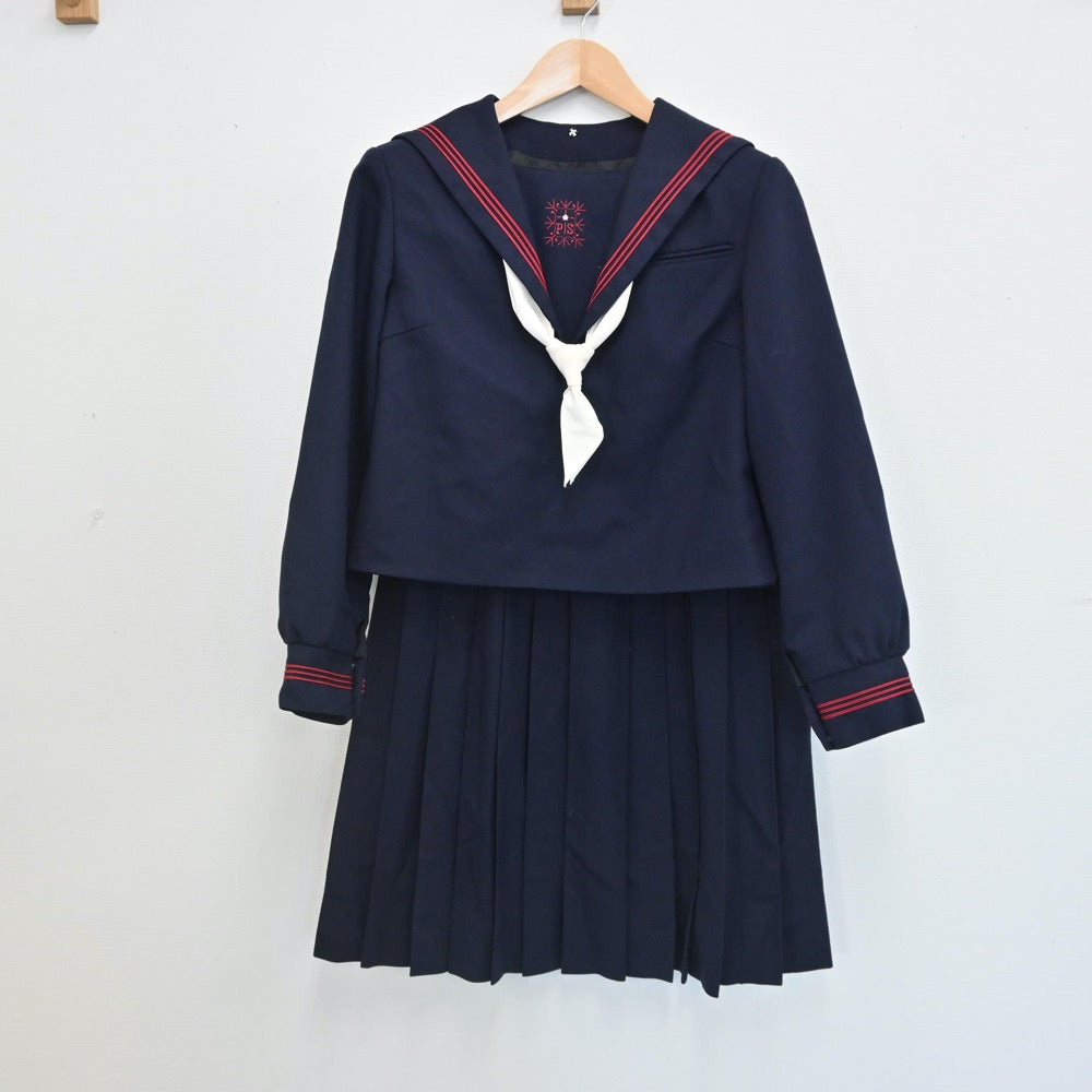 【中古】大阪府 プール学院高等学校 女子制服 3点（セーラー服・ニット・スカート）sf007626