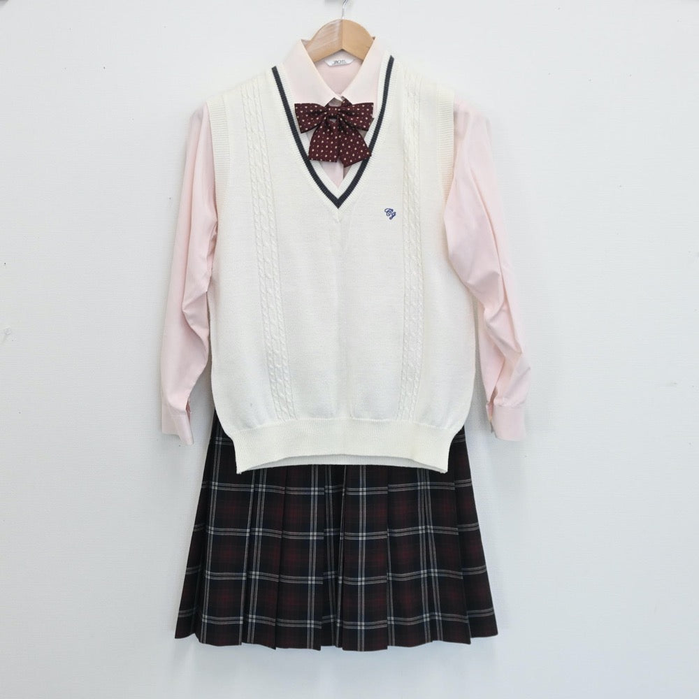 中古制服】千葉県 中央学院高等学校 女子制服 5点（シャツ・ニット