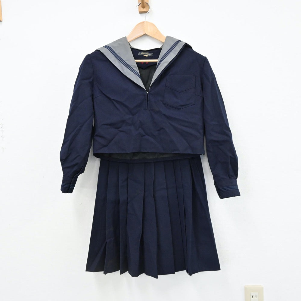 【中古】大阪府 私立明浄学院高等学校 女子制服 4点（セーラー服・ニット・スカート・スカート）sf008540