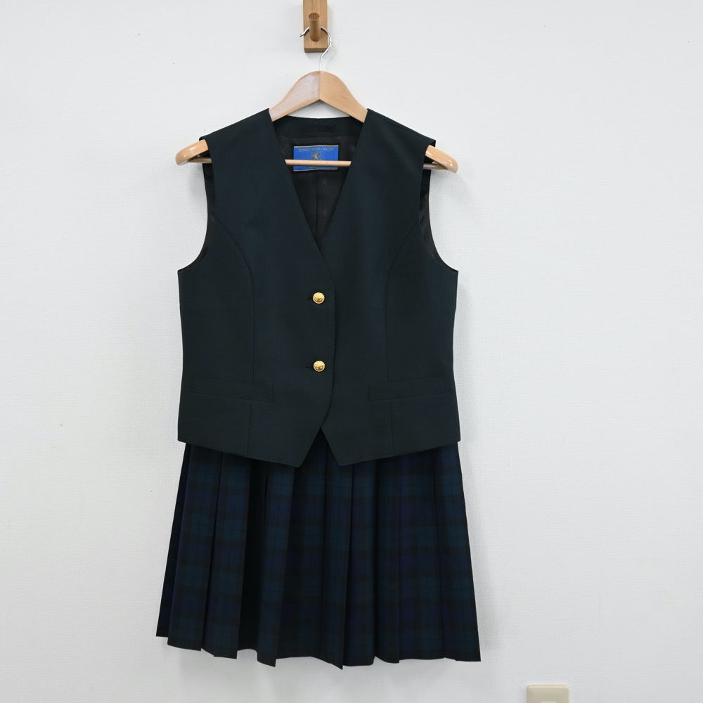 【中古】宮城県 仙台育英学園高等学校 女子制服 2点（ベスト・スカート）sf008656